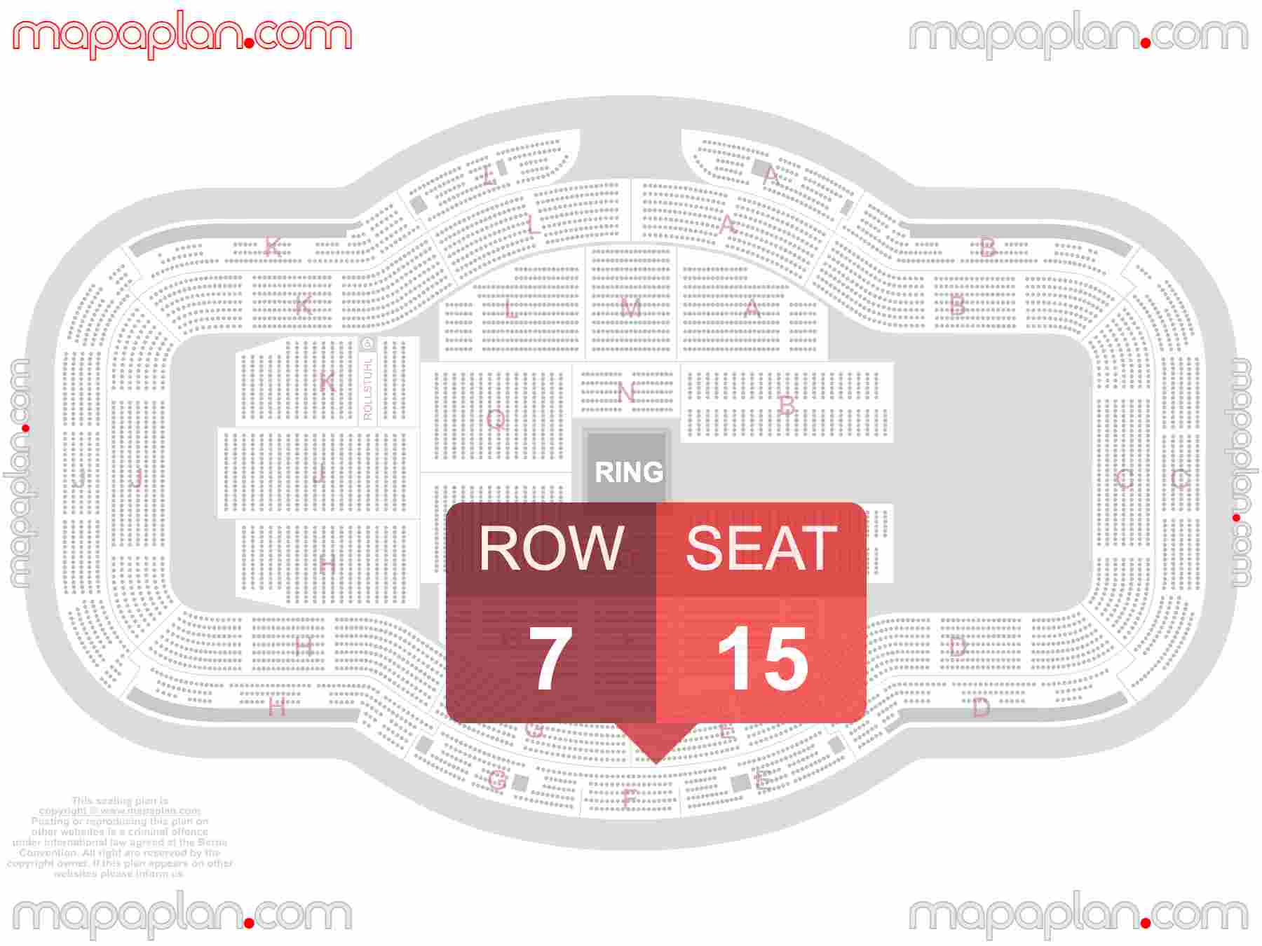 Frankfurt am Main Festhalle seating plan WWE boxing MMA 360 in the round stage find best seats row numbering system map showing how many seats per row - Individual find my seat virtual locator