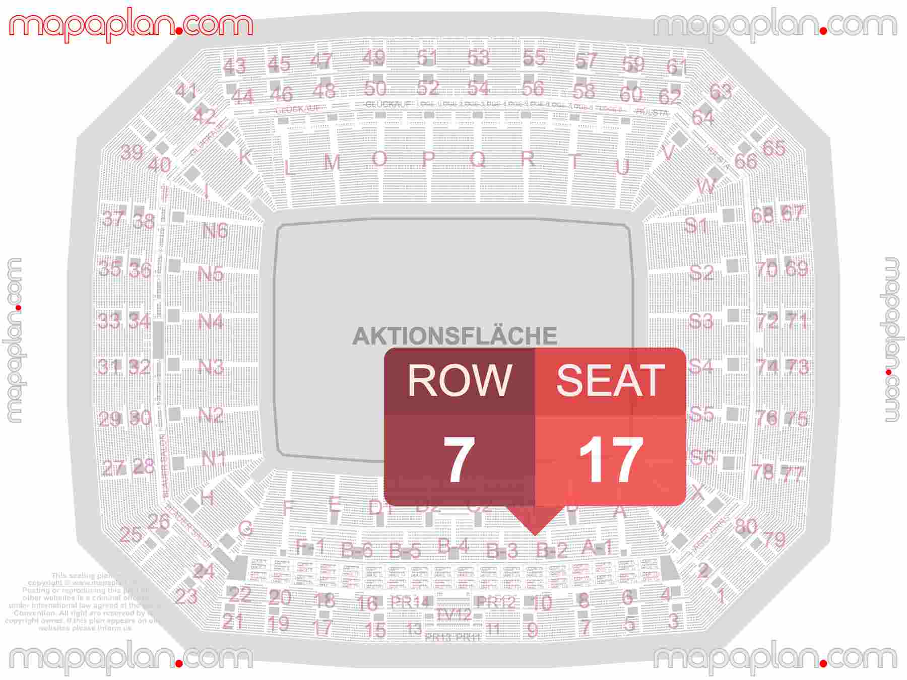 Gelsenkirchen Veltins Arena AufSchalke seating plan Concerts & Monster Jam find best seats row numbering system map showing how many seats per row - Individual find my seat virtual locator