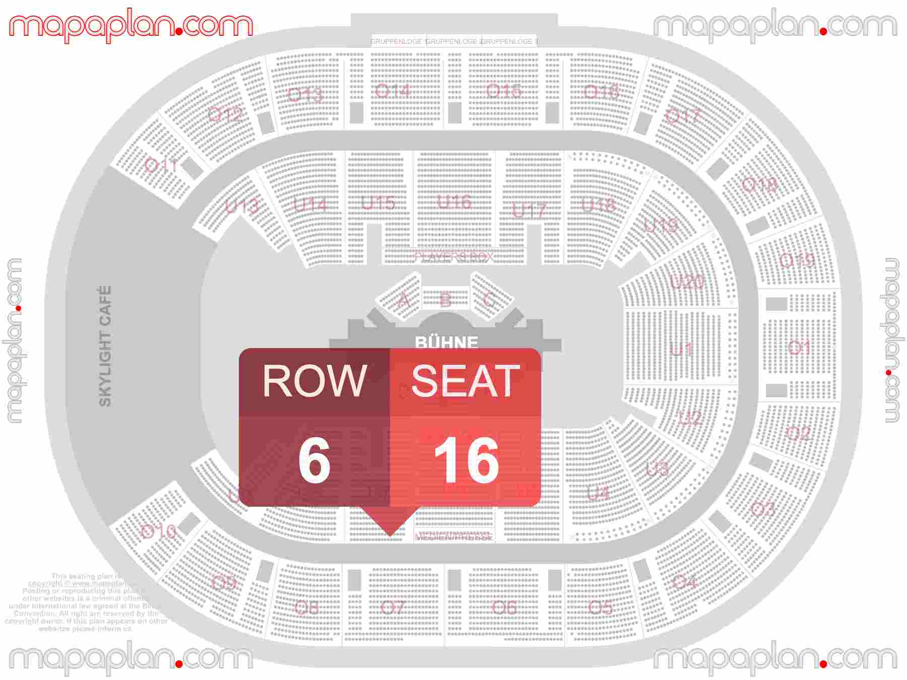 Hamburg Barclays Arena seating plan Concert 360 in the round stage Konzerte 360 Sitzplan mit Sitzplatznummerierung und Reihen inside capacity view arrangement map - Interactive virtual 3d best seats & rows detailed stadium image configuration layout