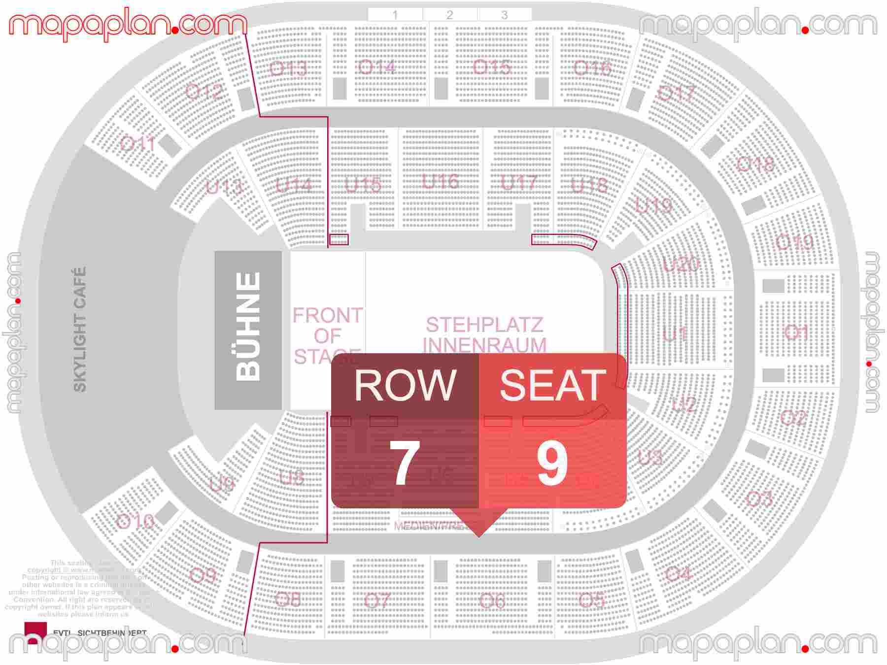 Hamburg Barclays Arena seating plan Concert with PIT front of stage floor standing find best seats row numbering system map showing how many seats per row - Individual find my seat virtual locator