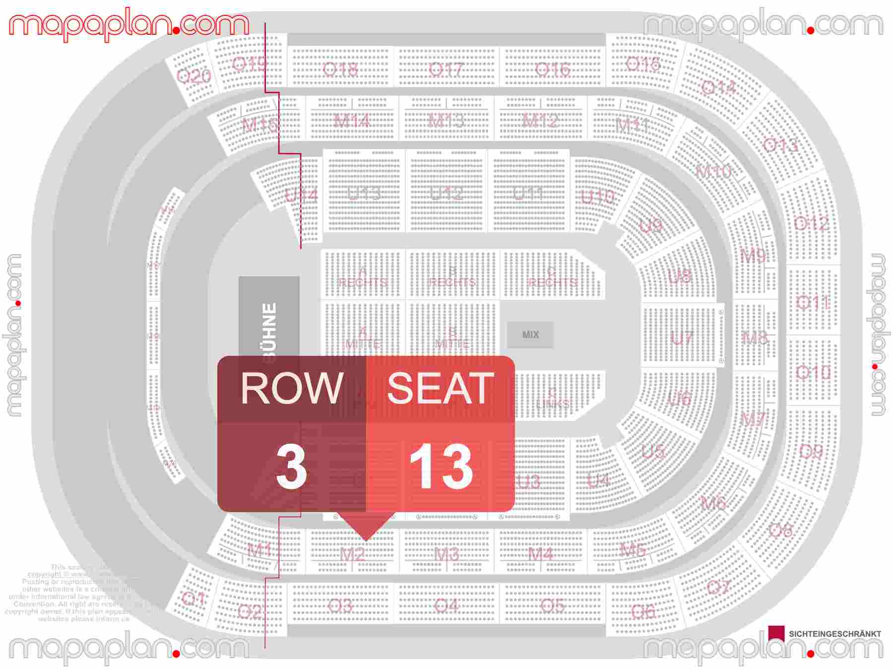 Hannover ZAG Arena seating plan Concert Konzerte Sitzplan mit Sitzplatz & Reihennummerierung detailed seat numbers and row numbering plan with interactive map map layout