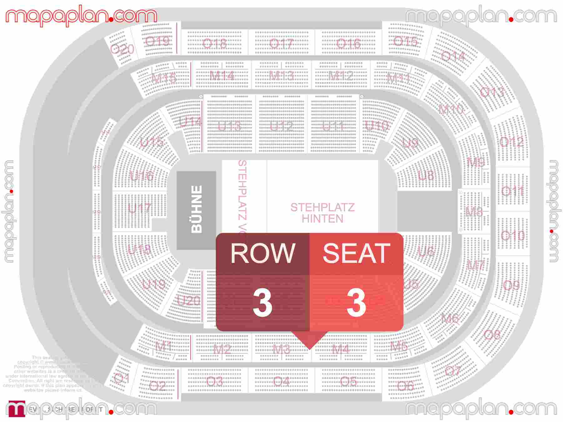 Hannover ZAG Arena seating plan Concert with floor general admission standing room Übersichtsplan mit Innenraum Steh- & Sitzplätze Numerierung & Reihen seating plan with exact section numbers showing best rows and seats selection 3d layout - Best interactive seat finder tool with precise detailed location data