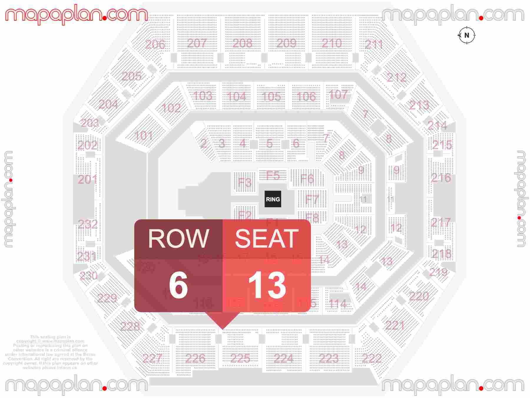 Indianapolis Gainbridge Fieldhouse seating chart WWE wrestling & boxing find best seats row numbering system plan showing how many seats per row - Individual 'find my seat' virtual locator