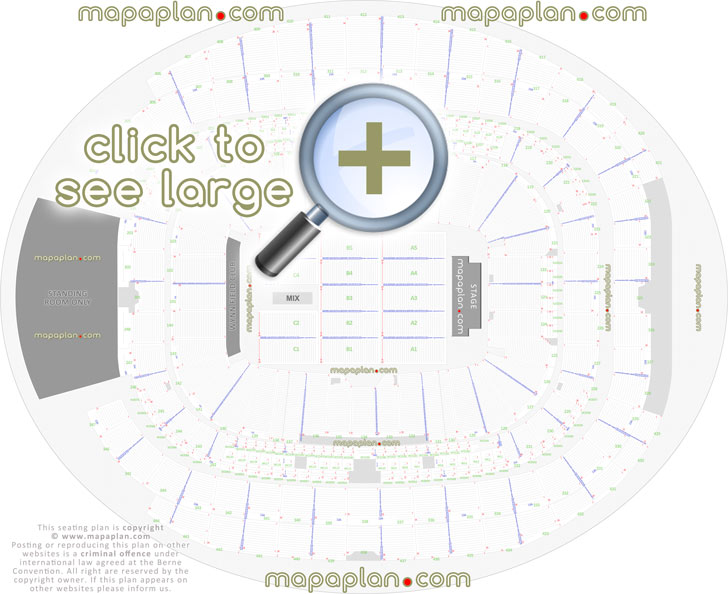 Allegiant Stadium seat & row numbers detailed seating chart, Las Vegas