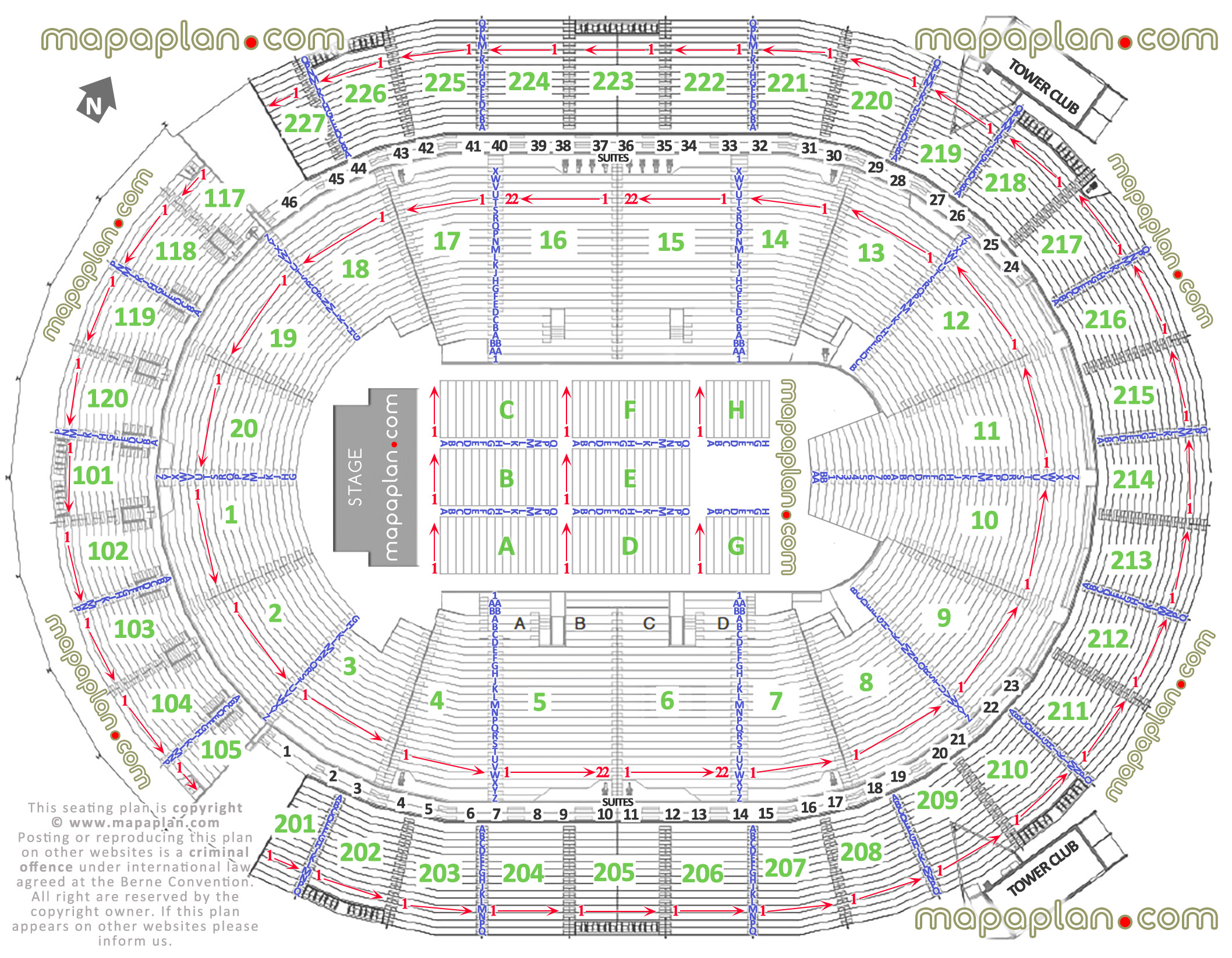 Las Vegas T Mobile Arena Seating Chart Detailed Seat Row Numbers End Stage Concert Sections