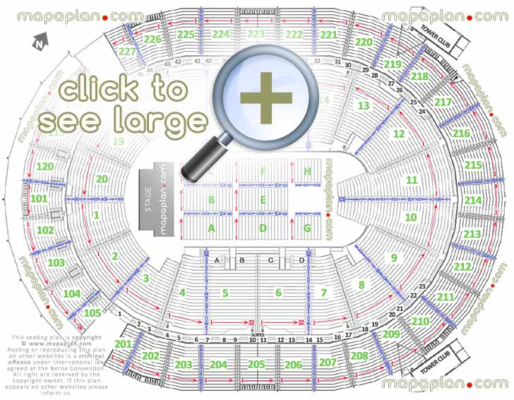 TMobile Arena seat & row numbers detailed seating chart, Las Vegas