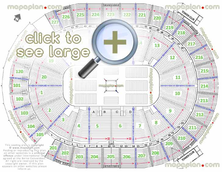 TMobile Arena seat & row numbers detailed seating chart, Las Vegas