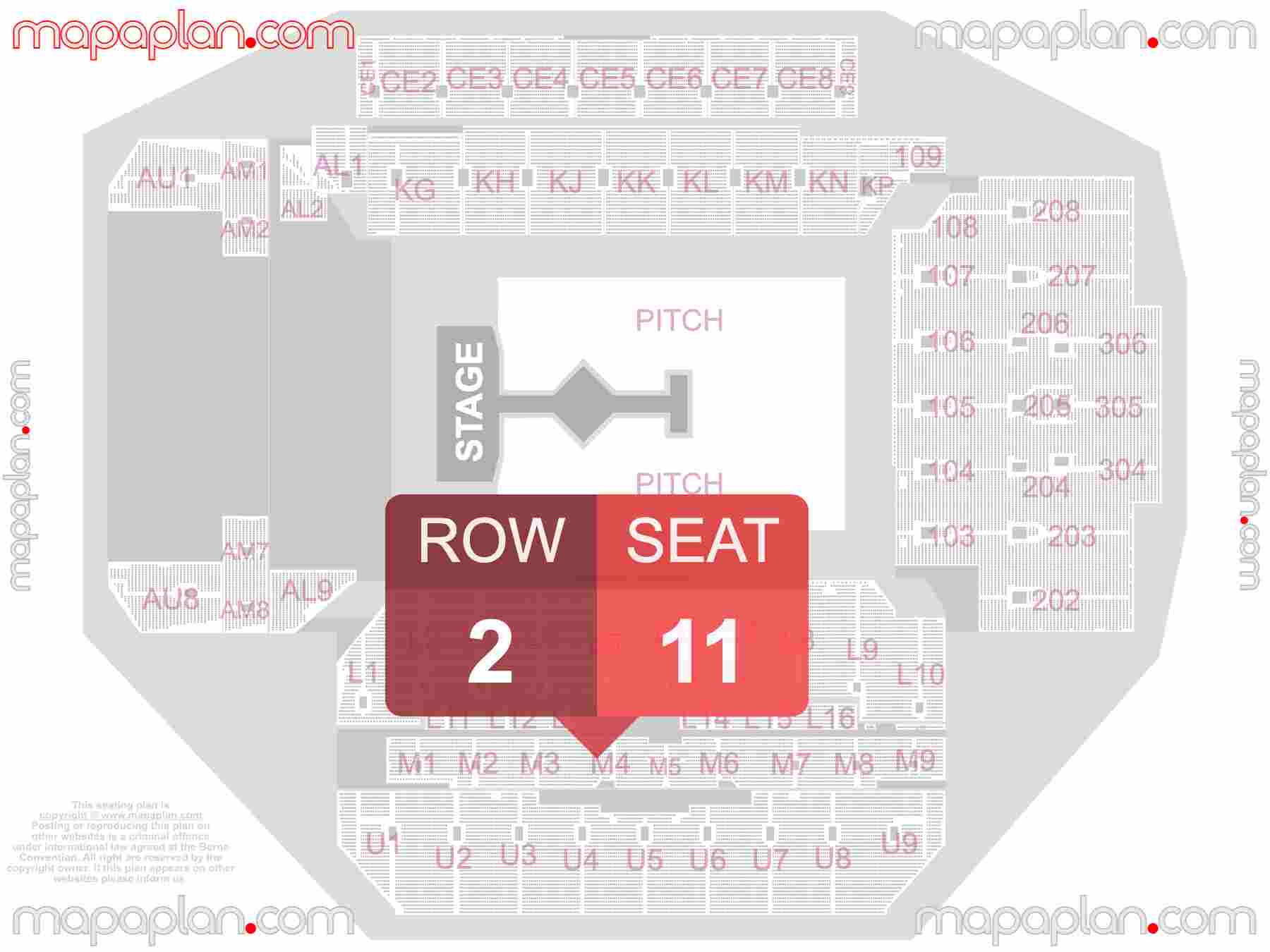 Liverpool FC Anfield Stadium seating plan Concert detailed seat numbers and row numbering plan with interactive map chart layout