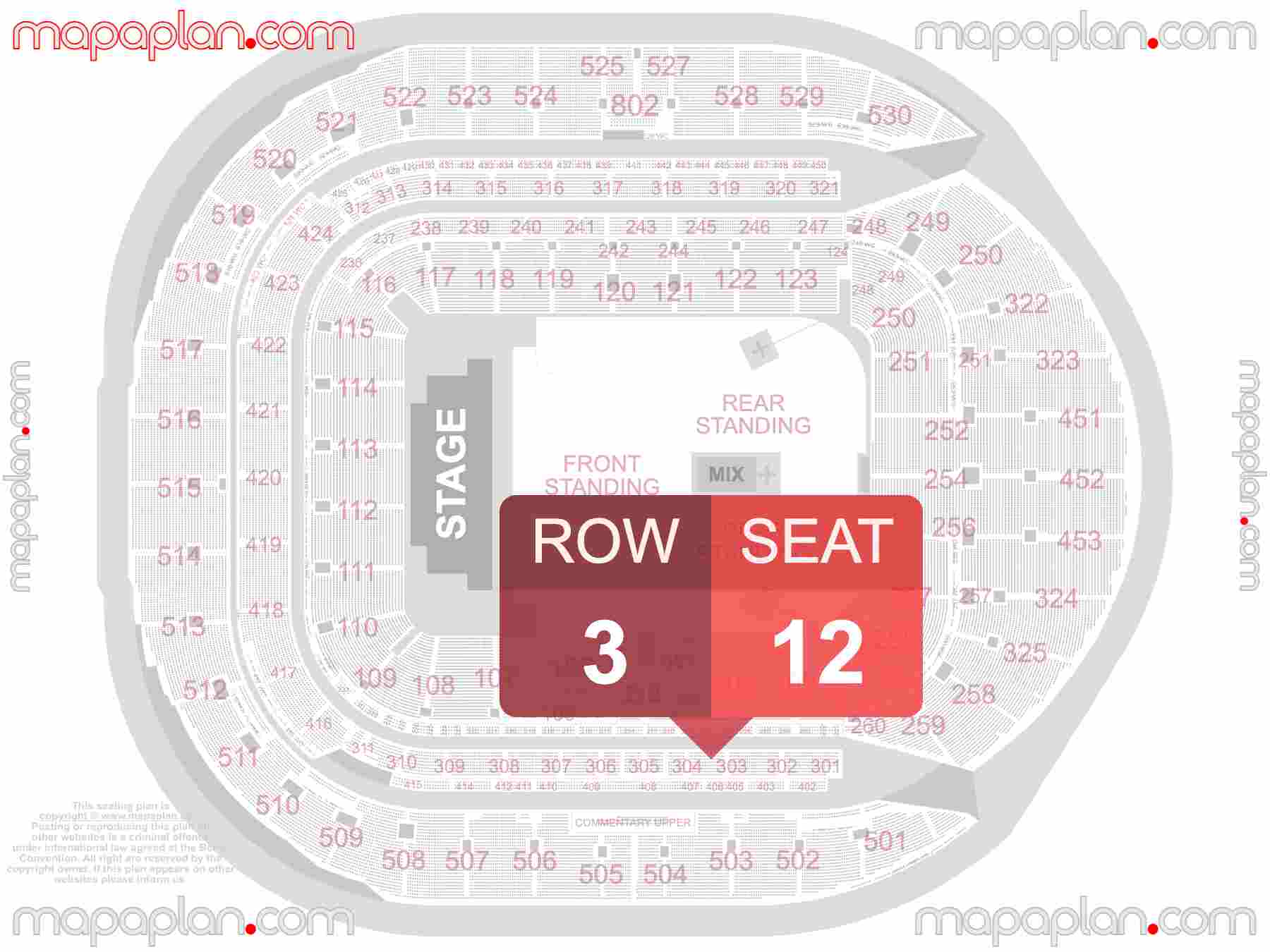 London Tottenham Hotspur Stadium seating plan Concert with PIT floor standing find best seats row numbering system chart showing how many seats per row - Individual 'find my seat' virtual locator