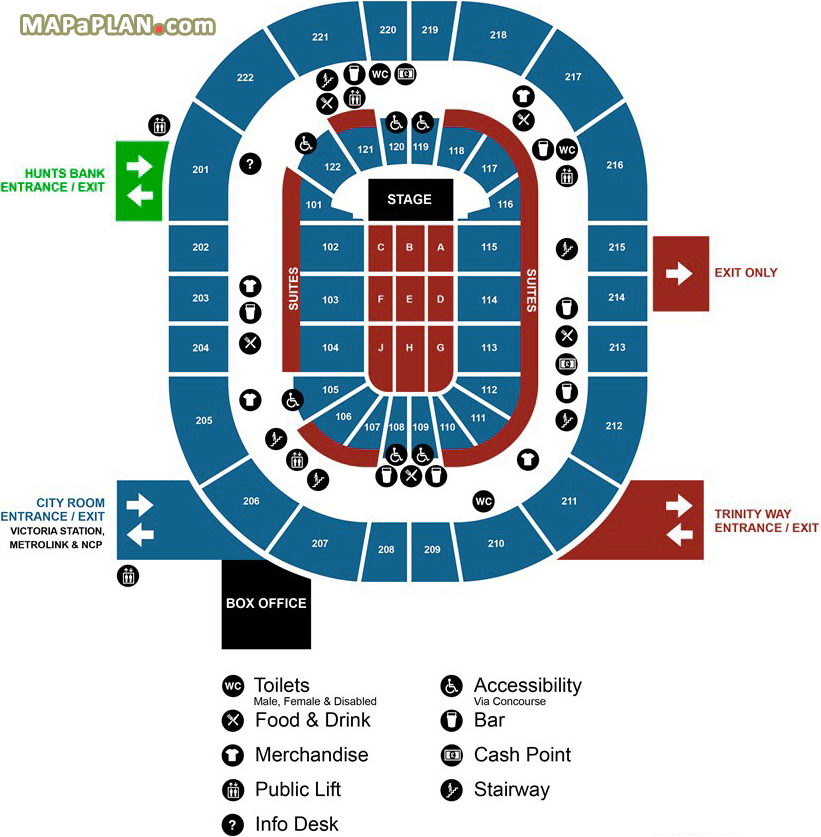 Manchester AO Arena seating plan Detailed seat numbers