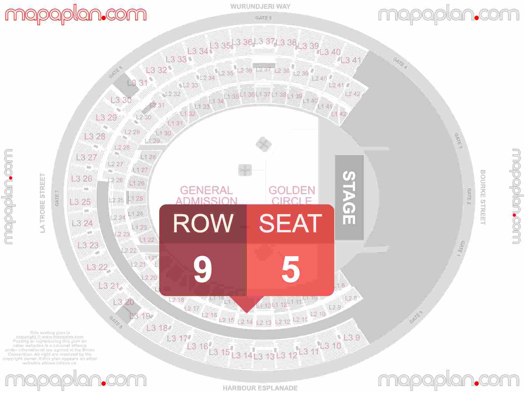 Melbourne Marvel Stadium seating map Concert with floor general admission standing inside capacity view arrangement plan - Interactive virtual 3d best seats & rows detailed stadium image configuration layout