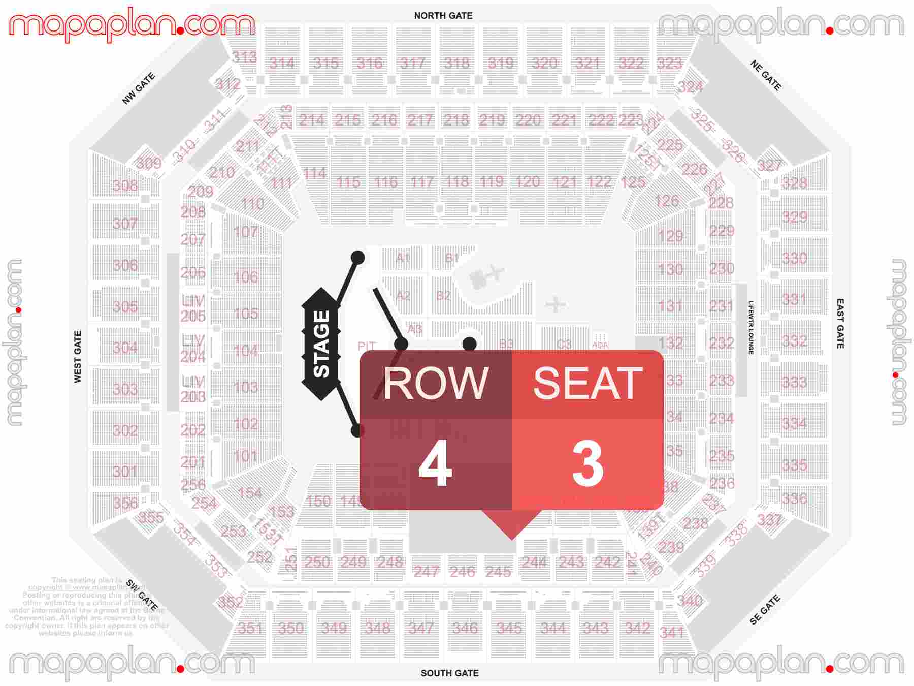 Miami Hard Rock Stadium seating chart Concert detailed seat numbers and row numbering chart with interactive map plan layout