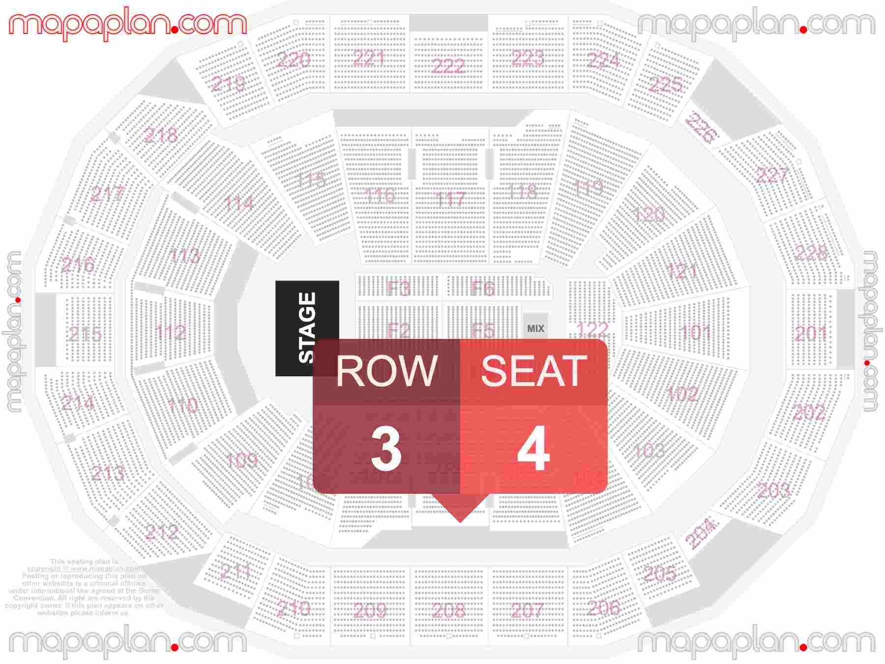 Milwaukee Fiserv Forum seating chart Concert detailed seat numbers and row numbering chart with interactive map plan layout
