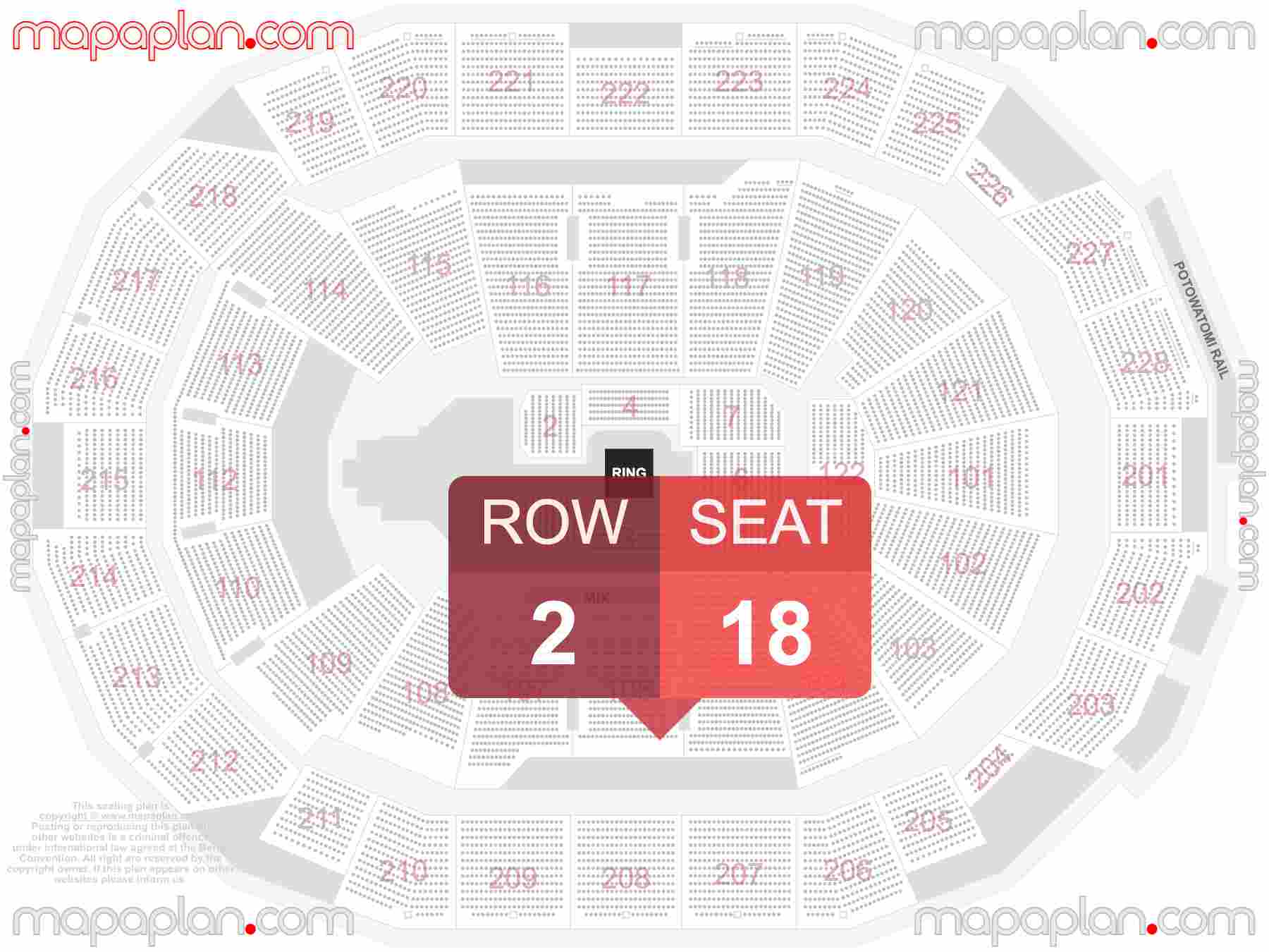 Milwaukee Fiserv Forum seating chart WWE wrestling & boxing find best seats row numbering system plan showing how many seats per row - Individual 'find my seat' virtual locator
