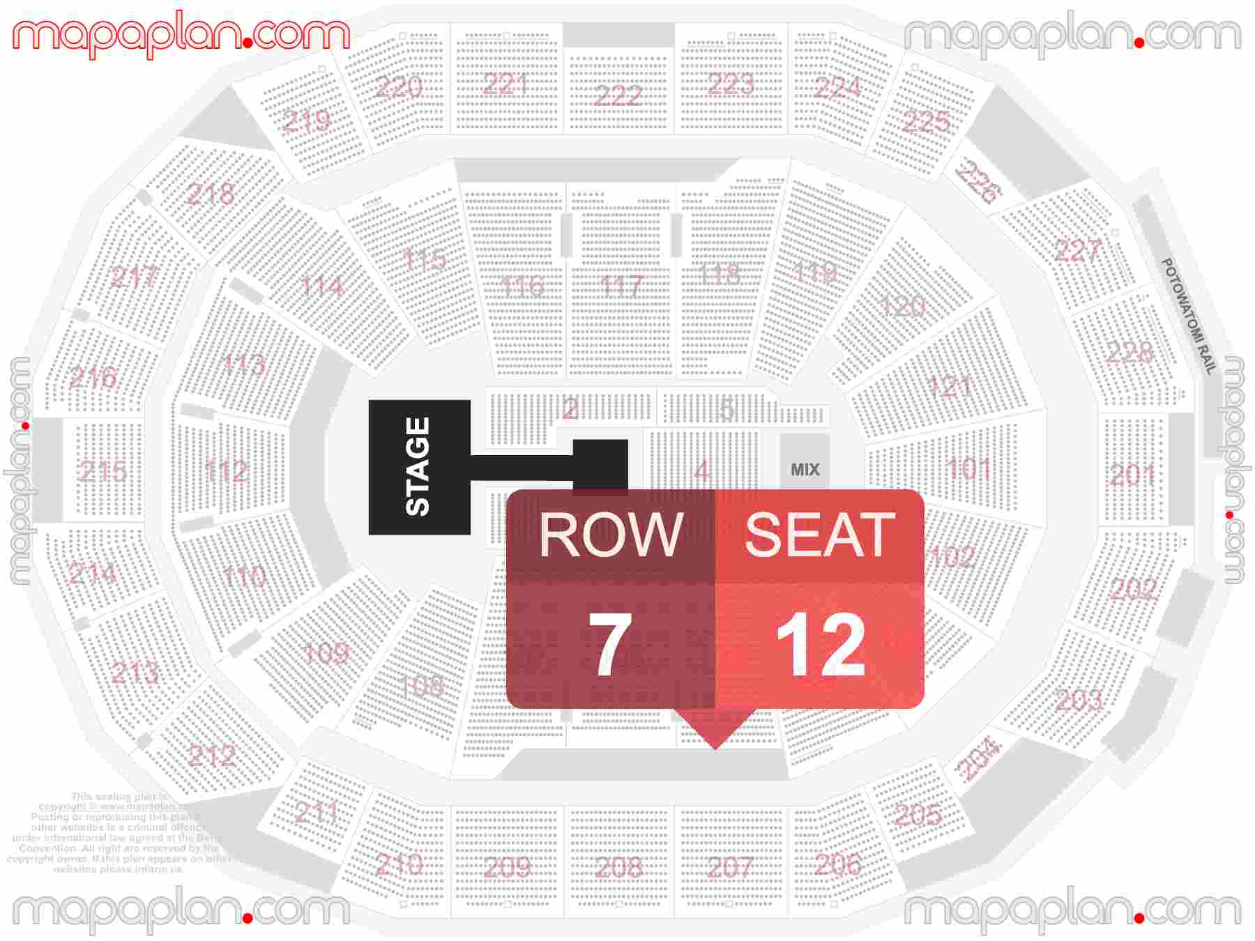 Milwaukee Fiserv Forum seating chart Catwalk extended runway concert B-stage precise seat finder - Explore seating chart with exact section, seat and row numbers