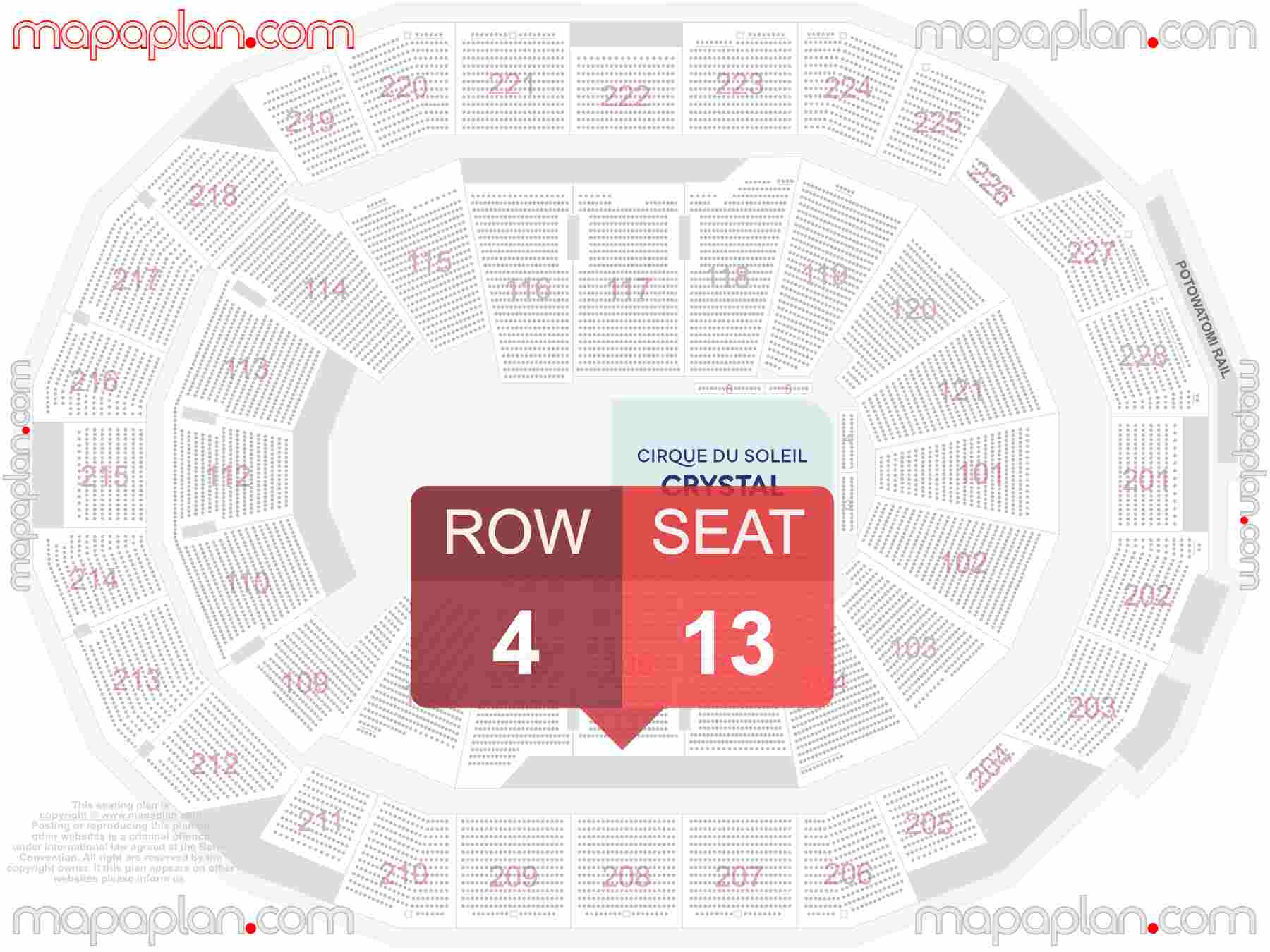 Milwaukee Fiserv Forum seating chart Cirque du Soleil 3d virtual view seat locator plan - Navigate seat numbers per row