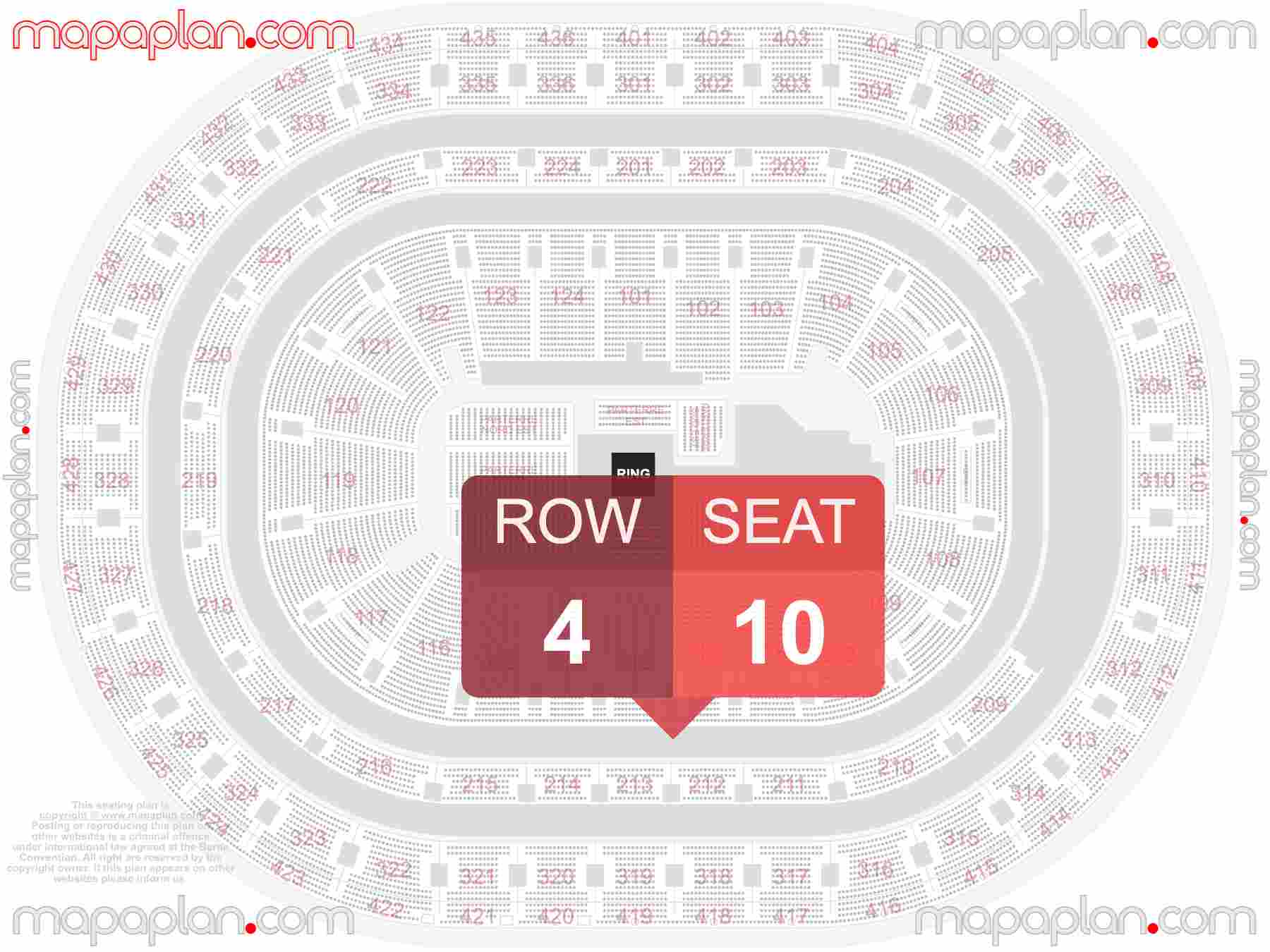Montreal Bell Centre seating map WWE wrestling & boxing seating chart - Interactive map to find best seat and row numbers