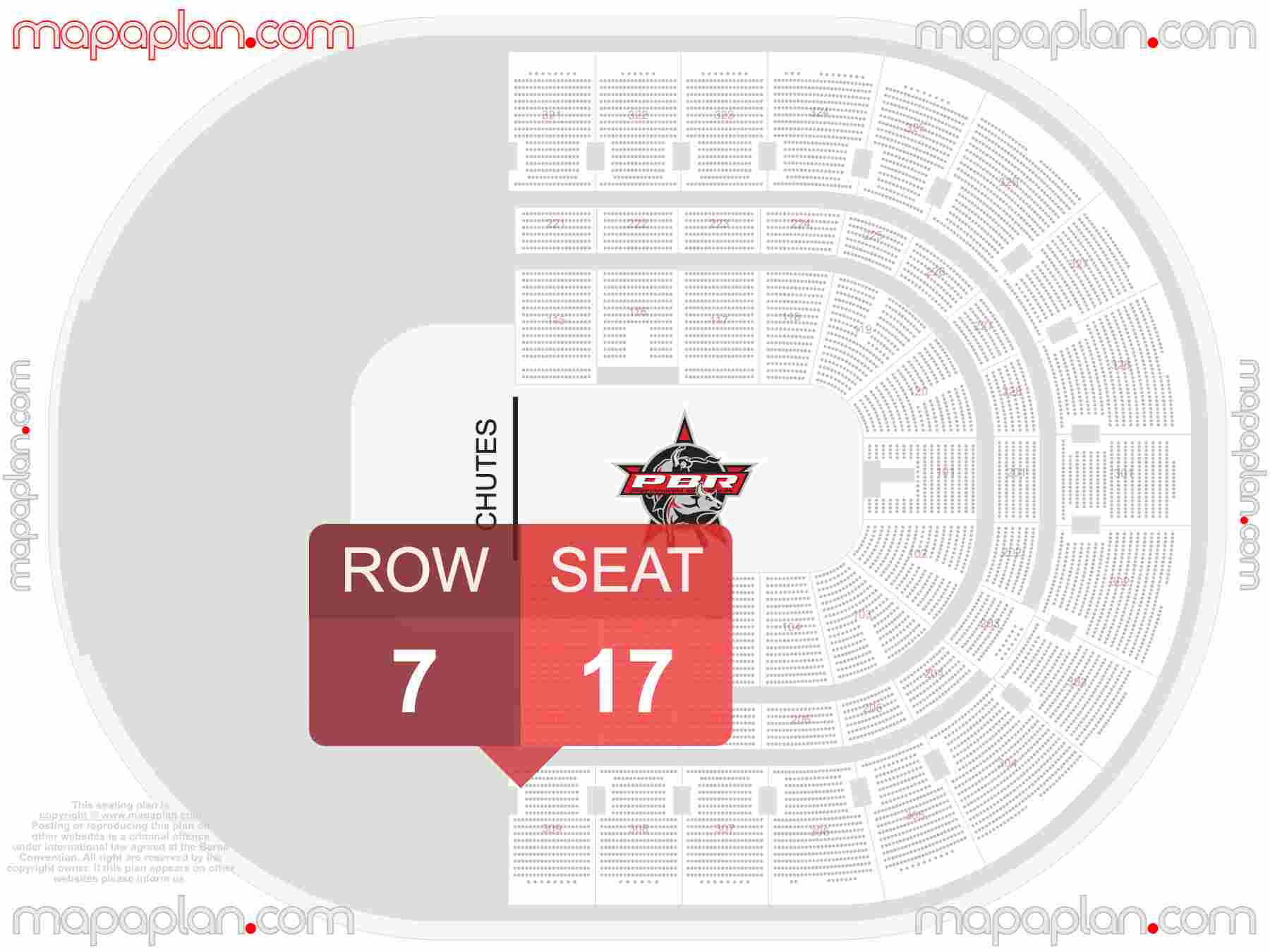Ottawa Canadian Tire Centre seating map PBR Professional Bull Riders seating chart - Interactive map to find best seat and row numbers