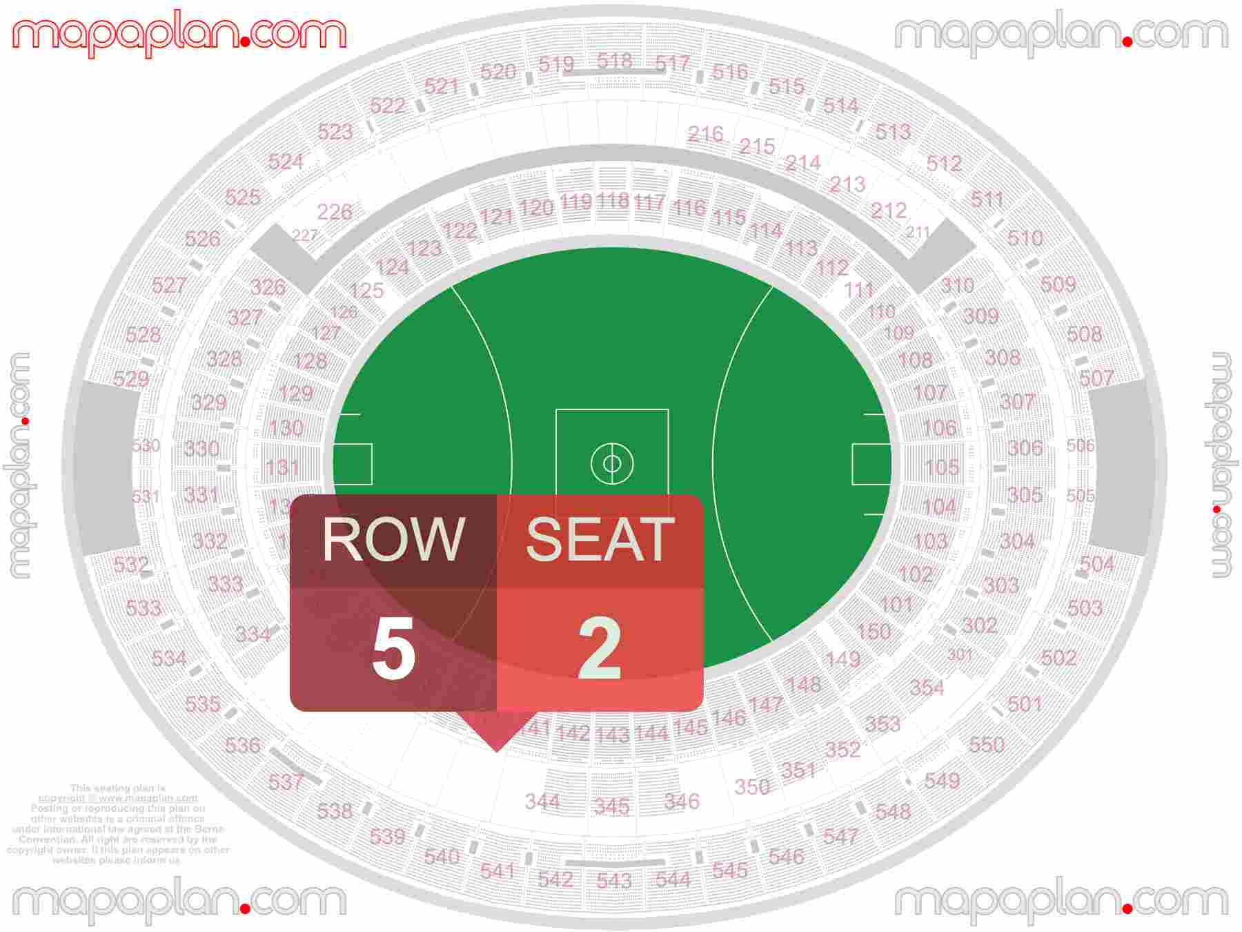 Perth Optus Stadium seating map Football and concert detailed seat numbers and row numbering map with interactive map plan layout