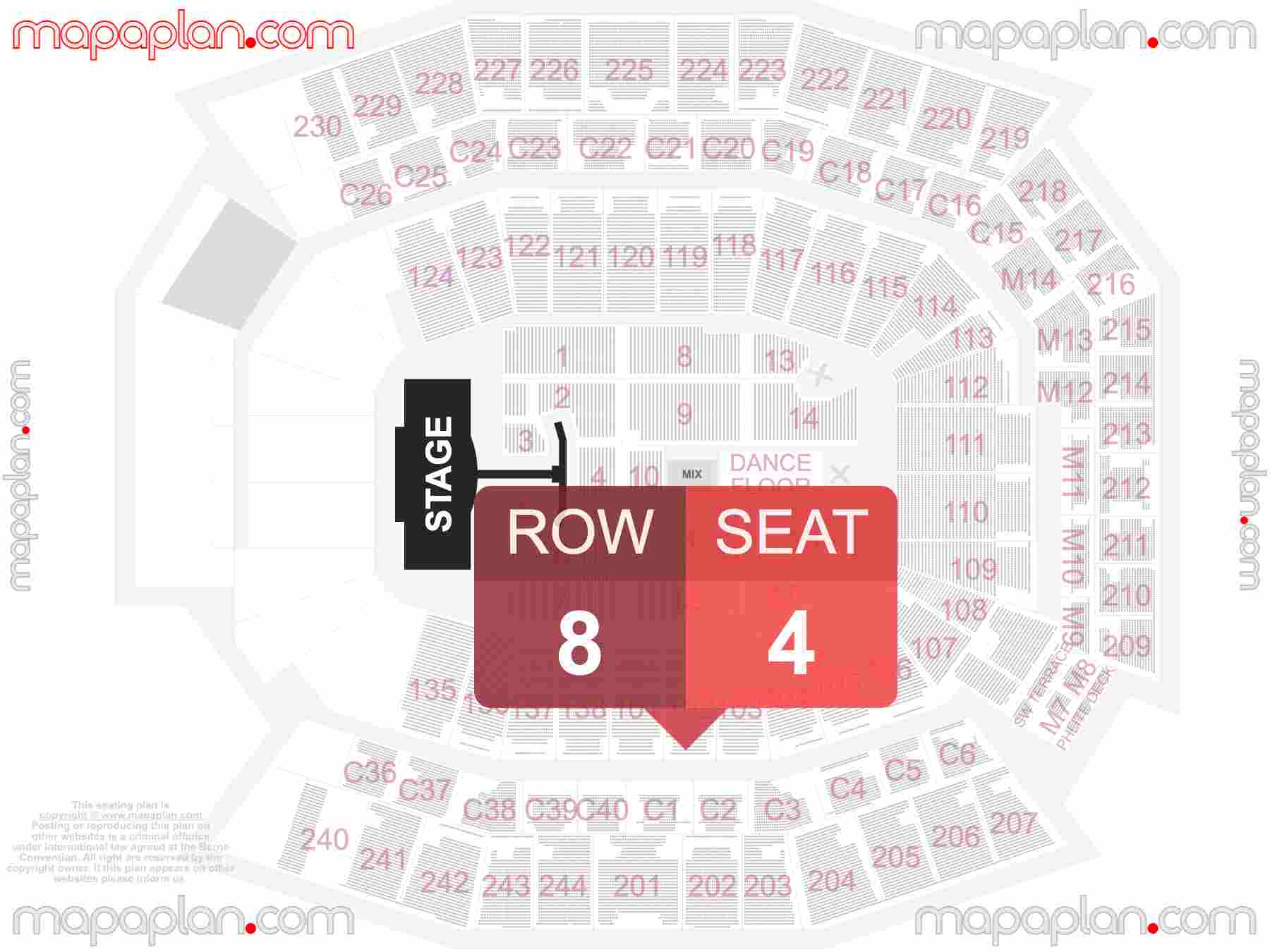 Philadelphia Lincoln Financial Field seating chart Concert detailed seat numbers and row numbering chart with interactive map plan layout