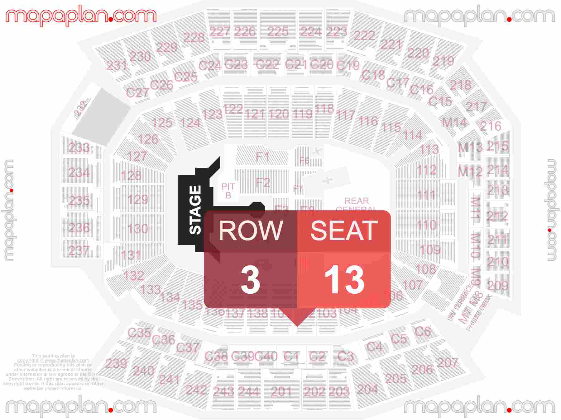 Philadelphia Lincoln Financial Field seating chart Concert with extended catwalk runway B-stage seating chart with exact section numbers showing best rows and seats selection 3d layout - Best interactive seat finder tool with precise detailed location data