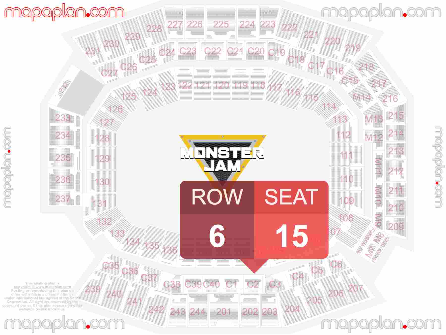 Philadelphia Lincoln Financial Field seating chart Monster Jam trucks detailed seating chart - 3d virtual seat numbers and row layout