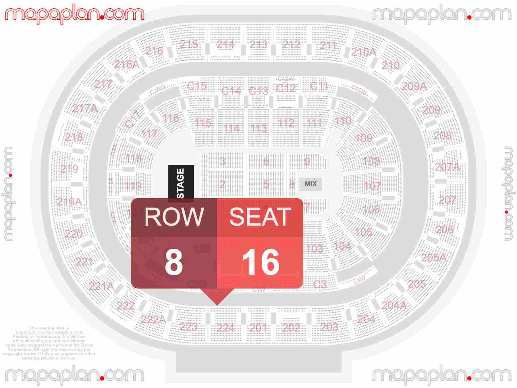 Philadelphia Wells Fargo Center seating chart Concert detailed seat numbers and row numbering chart with interactive map plan layout