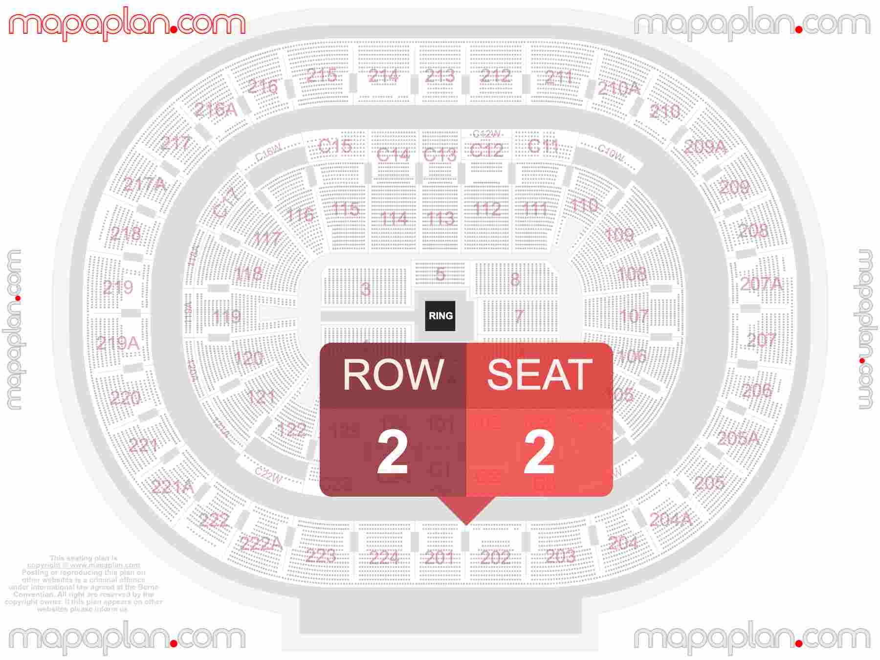Philadelphia Wells Fargo Center seating chart WWE wrestling & boxing precise seat finder - Explore seating chart with exact section, seat and row numbers
