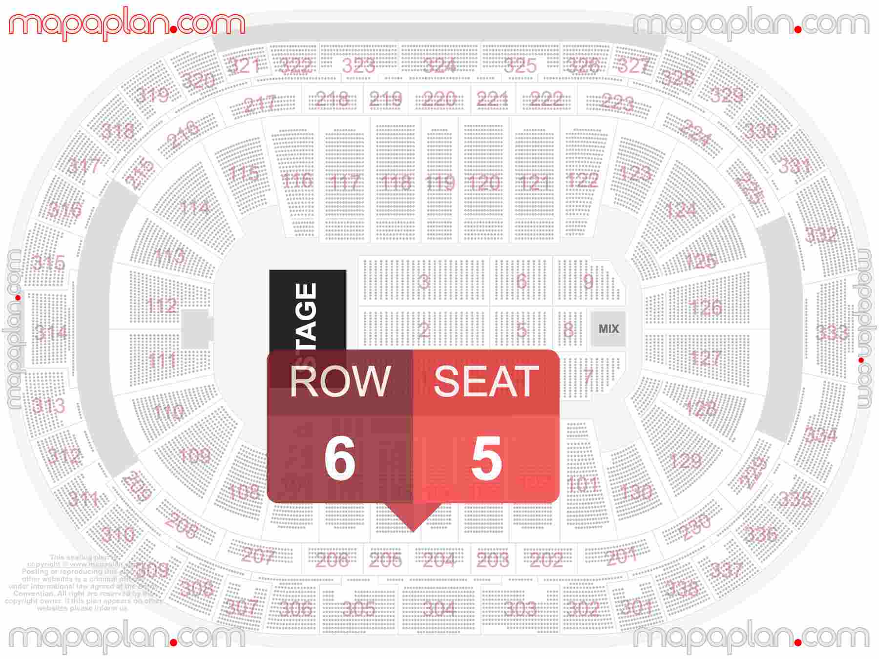 Raleigh PNC Arena seating chart Concert detailed seat numbers and row numbering chart with interactive map plan layout
