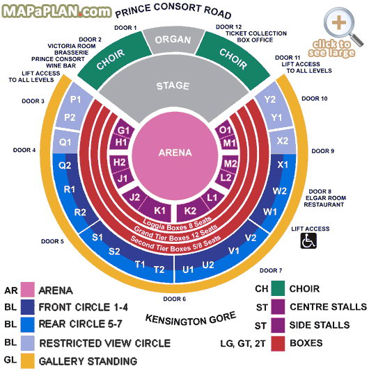 Royal Albert Hall Seating Plan 21 Full Capacity Eric Clapton Block Stage Layout 