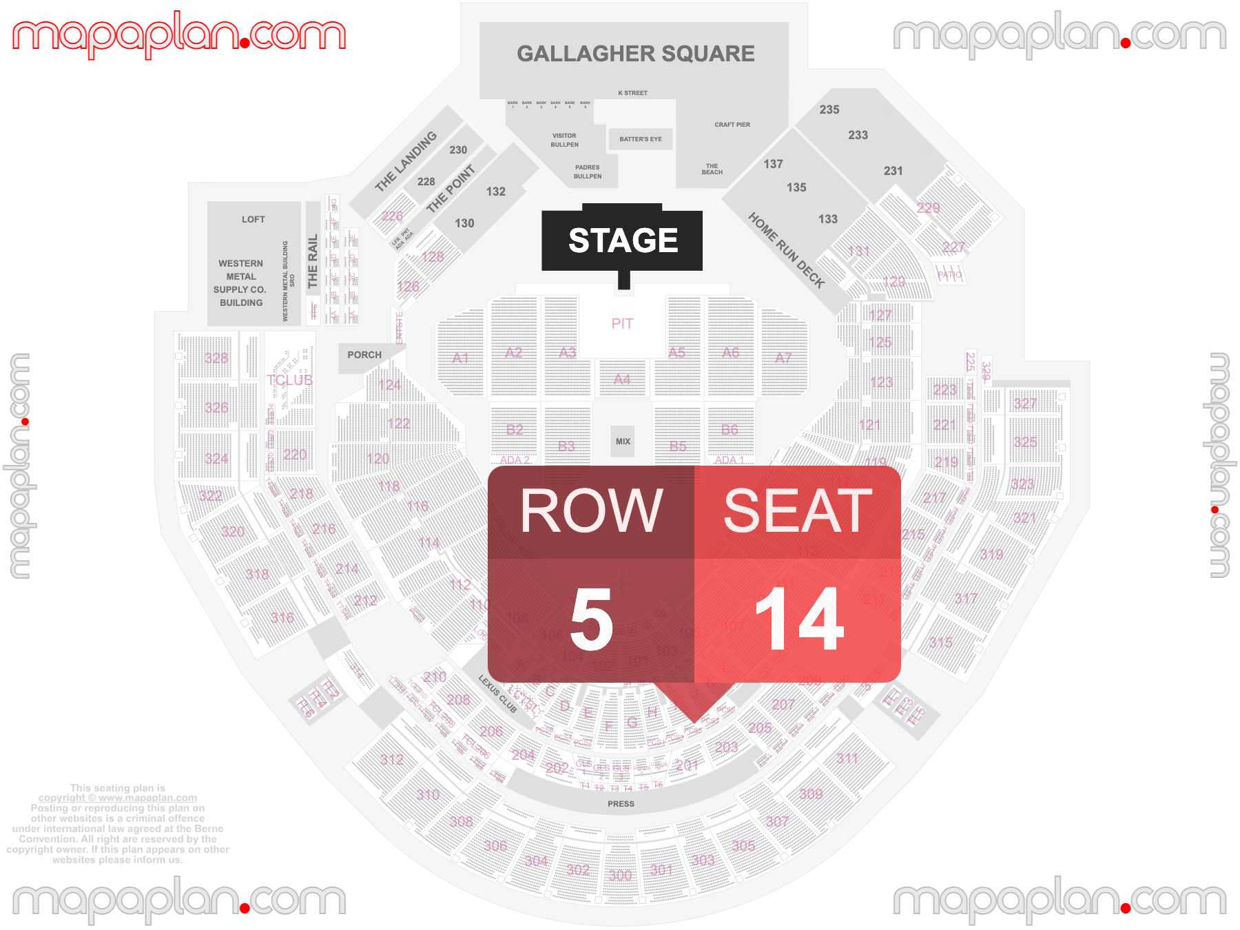 San Diego Petco Park seating chart Concert with floor PIT general admission standing room only seating chart with exact section numbers showing best rows and seats selection 3d layout - Best interactive seat finder tool with precise detailed location data