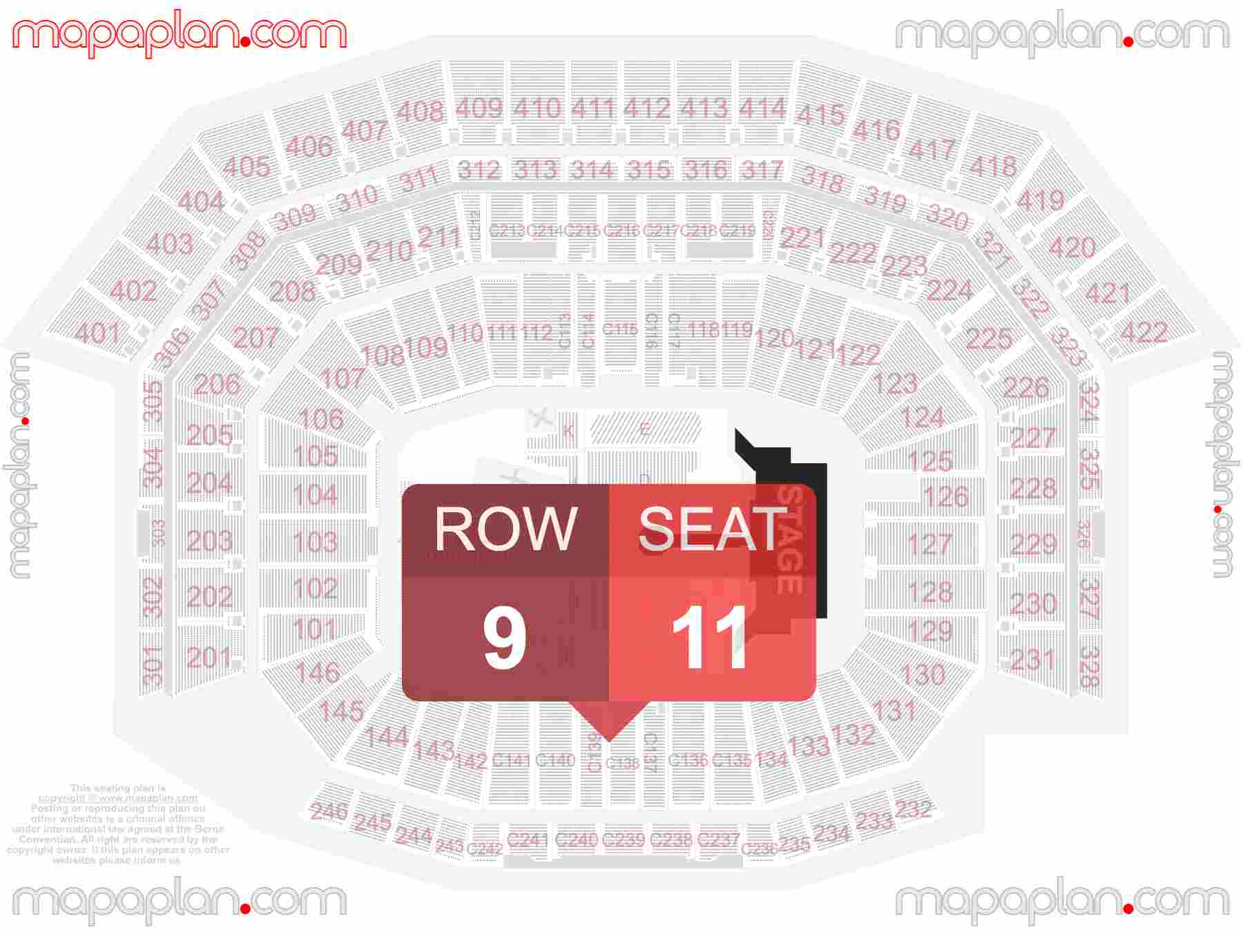 Santa Clara Levi's Stadium seating chart Concert detailed seat numbers and row numbering chart with interactive map plan layout