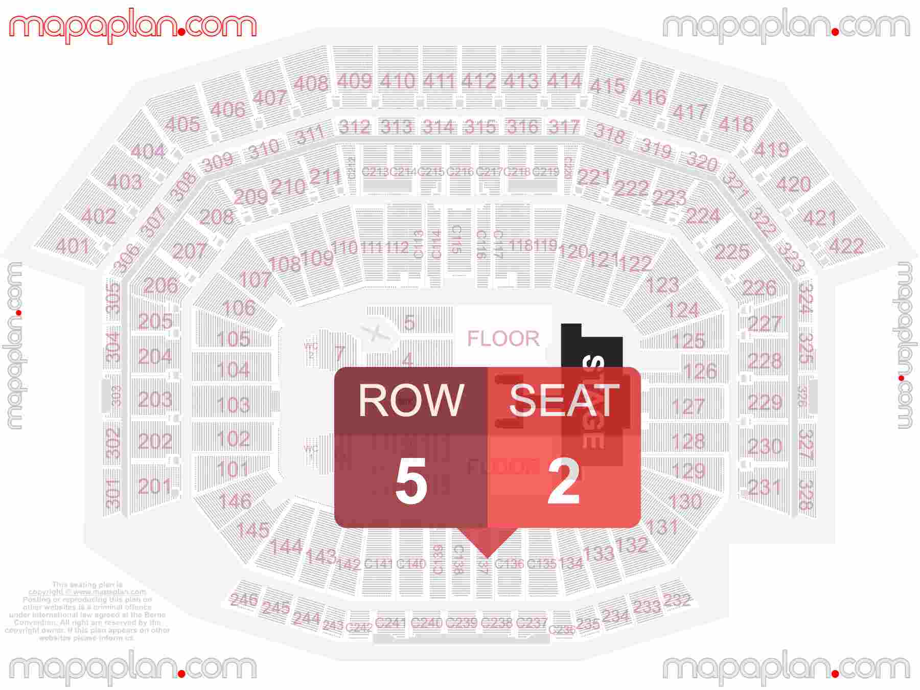 Santa Clara Levi's Stadium seating chart Concert with extended catwalk runway B-stage and PIT floor standing seating chart with exact section numbers showing best rows and seats selection 3d layout - Best interactive seat finder tool with precise detailed location data