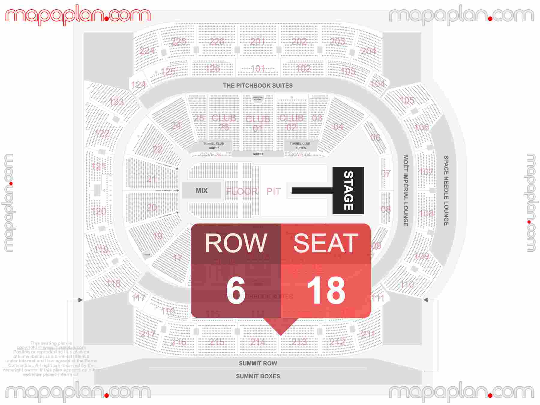 Seattle Climate Pledge Arena seating chart Concert with extended catwalk runway B-stage seating chart with exact section numbers showing best rows and seats selection 3d layout - Best interactive seat finder tool with precise detailed location data