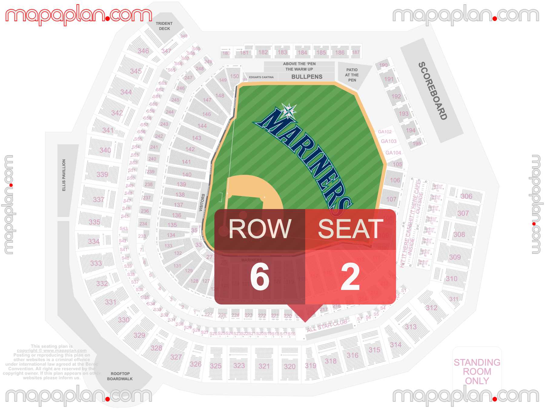 Seattle T-Mobile Park seating chart Concert & Mariners Stadium Baseball inside capacity view arrangement plan - Interactive virtual 3d best seats & rows detailed stadium image configuration layout