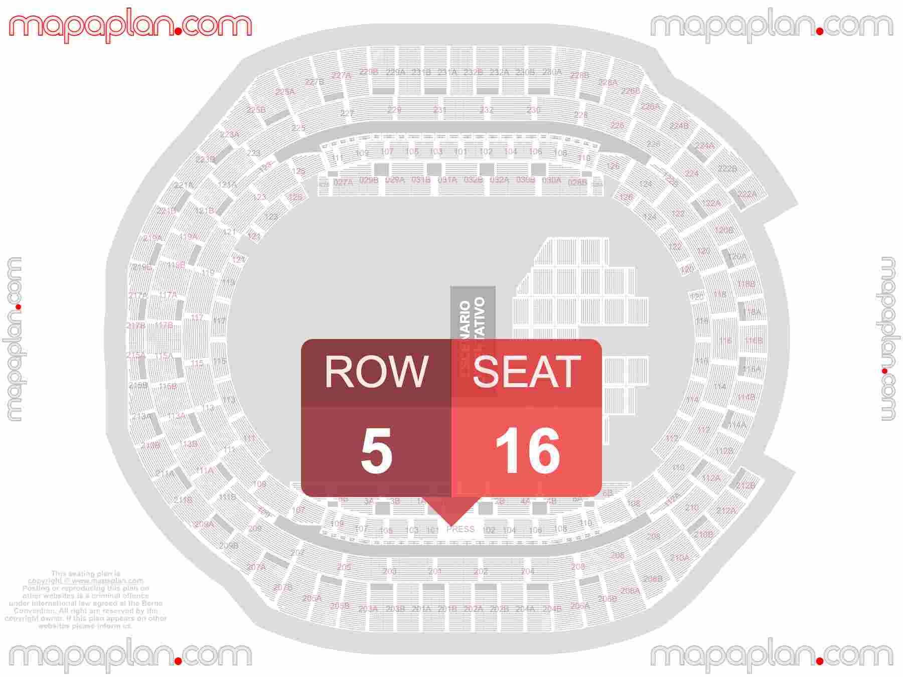 Sevilla Estadio La Cartuja Stadium seating map Concerts (Conciertos mapa plano de asientos con numeros de asiento y fila) inside capacity view arrangement plan - Interactive virtual 3d best seats & rows detailed stadium image configuration layout