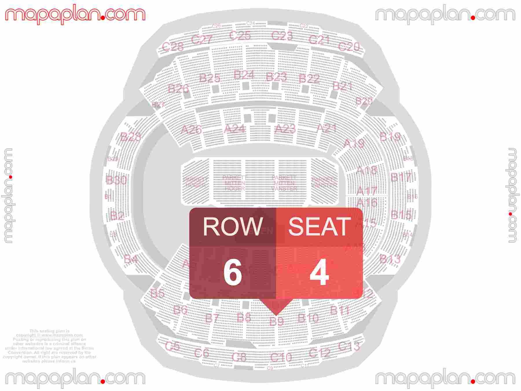 Stockholm Avicii Globe Arena seating plan Concert sittplan med sektioner sittplatser platsnummer karta detailed seat numbers and row numbering plan with interactive map map layout