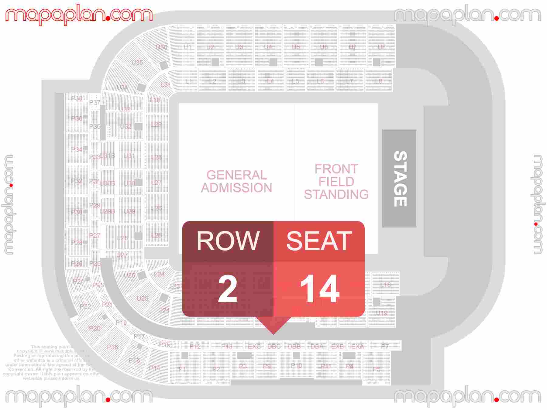 Sunderland Stadium of Light seating plan Concert detailed seat numbers and row numbering plan with interactive map chart layout