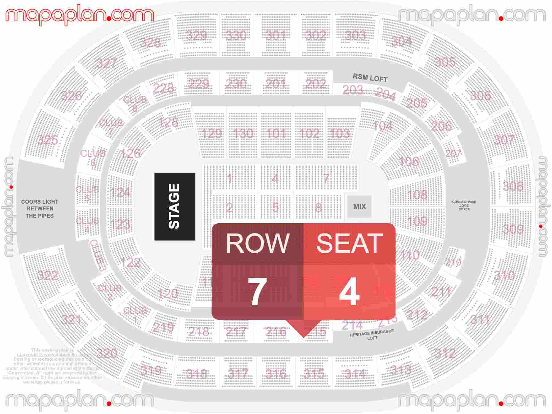 Tampa Amalie Arena seating chart Concert detailed seat numbers and row numbering chart with interactive map plan layout