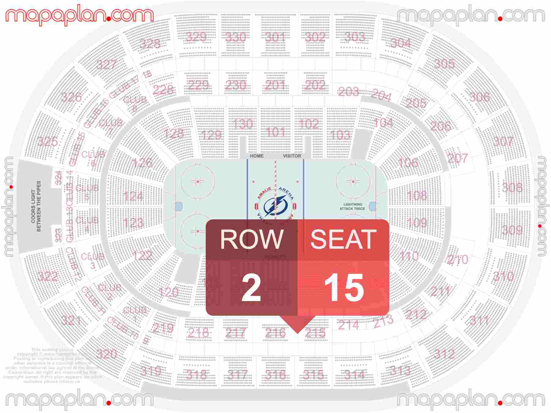 Tampa Amalie Arena seating chart Tampa Bay Lightning hockey inside capacity view arrangement plan - Interactive virtual 3d best seats & rows detailed stadium image configuration layout