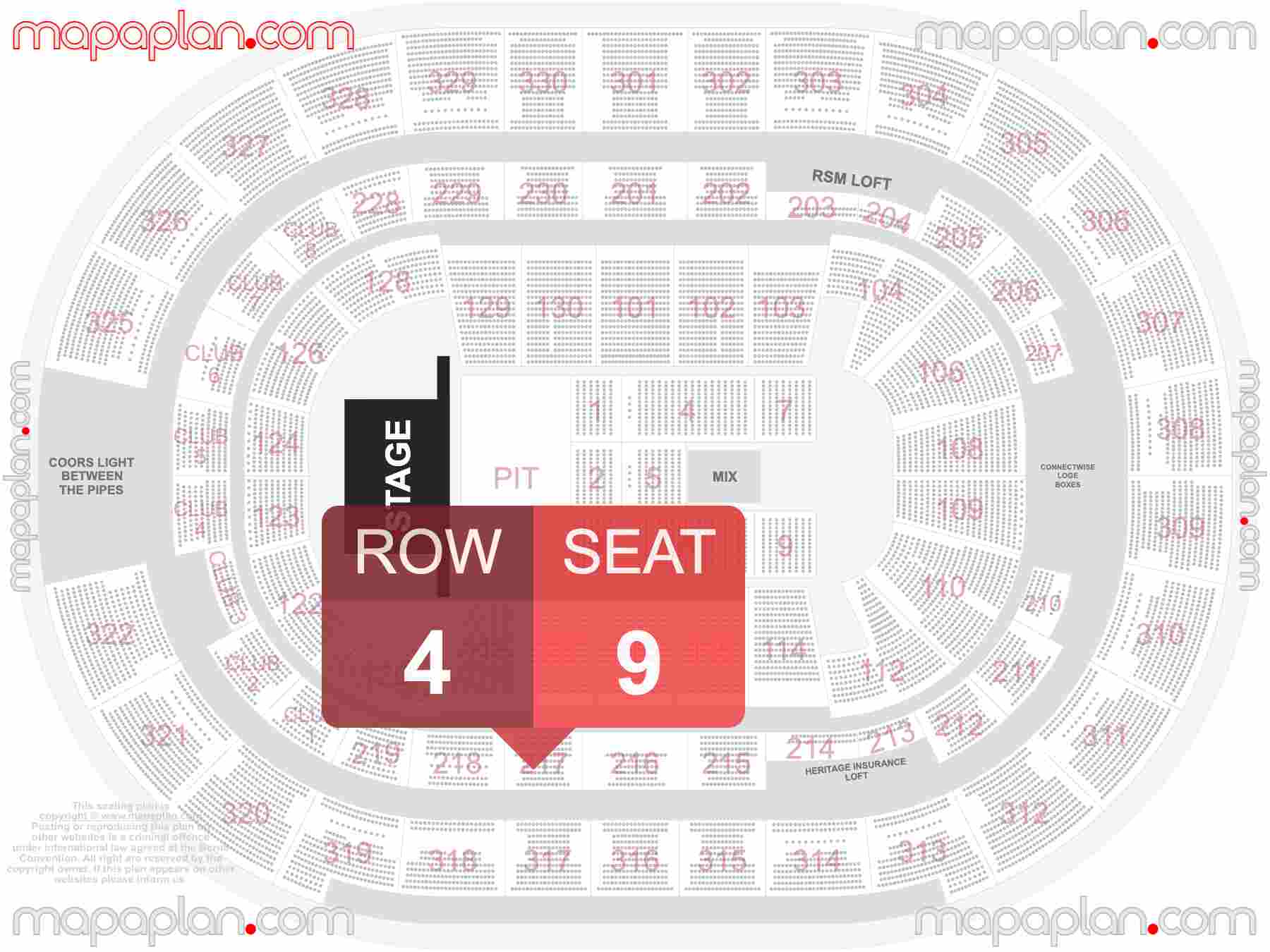 Tampa Amalie Arena seating chart Concert with PIT floor standing find best seats row numbering system plan showing how many seats per row - Individual 'find my seat' virtual locator