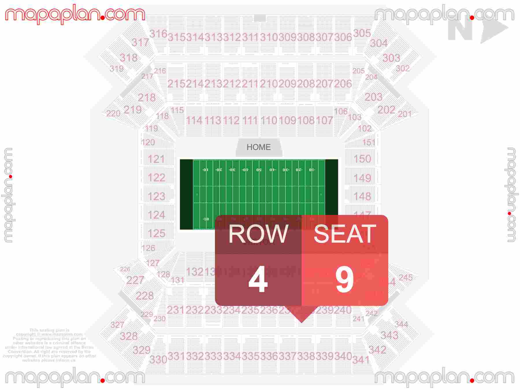 Tampa Raymond James Stadium seating chart Buccaneers football inside capacity view arrangement plan - Interactive virtual 3d best seats & rows detailed stadium image configuration layout