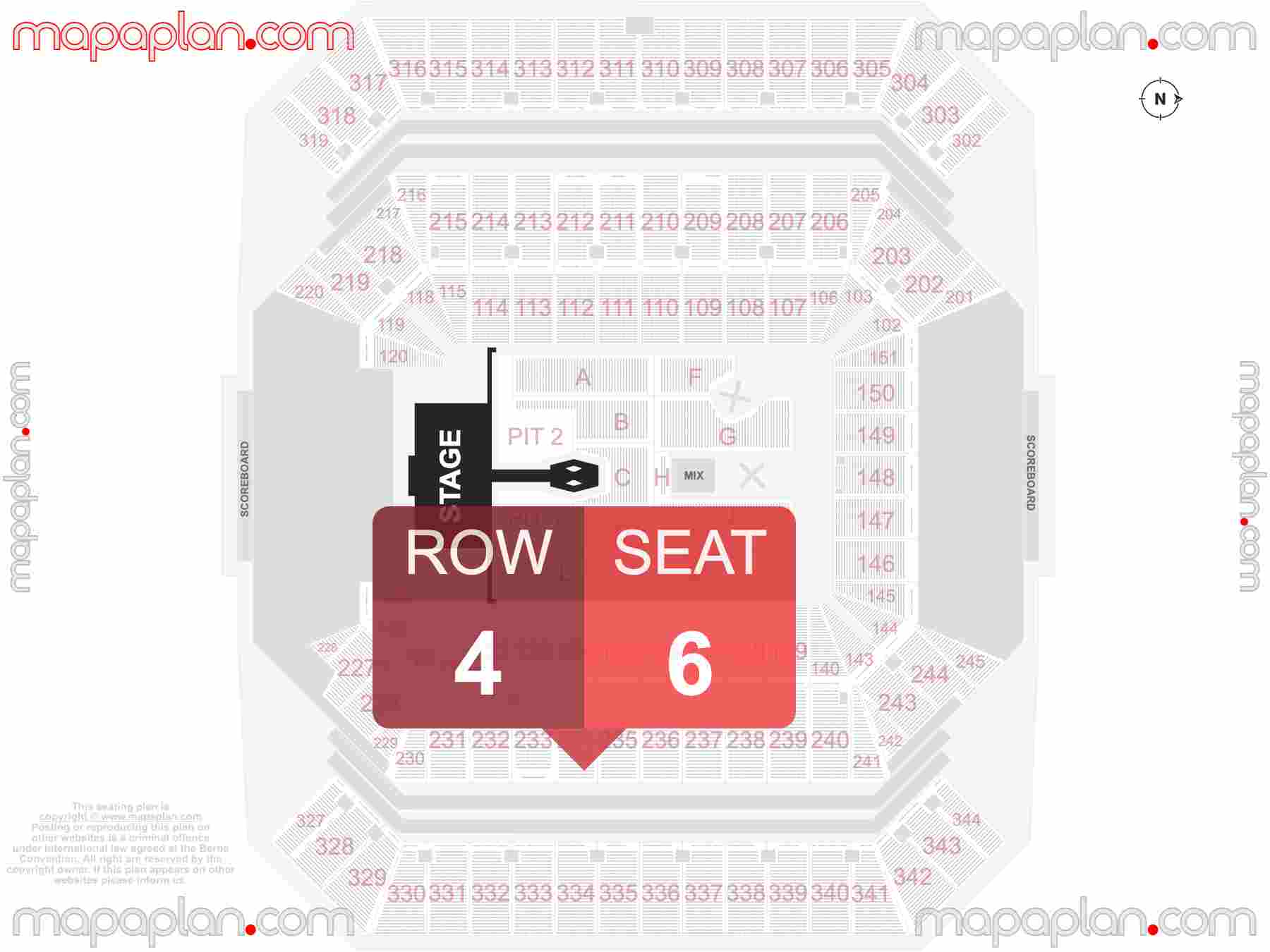 Tampa Raymond James Stadium seating chart Concert with extended catwalk runway B-stage and PIT standing room only seating chart with exact section numbers showing best rows and seats selection 3d layout - Best interactive seat finder tool with precise detailed location data