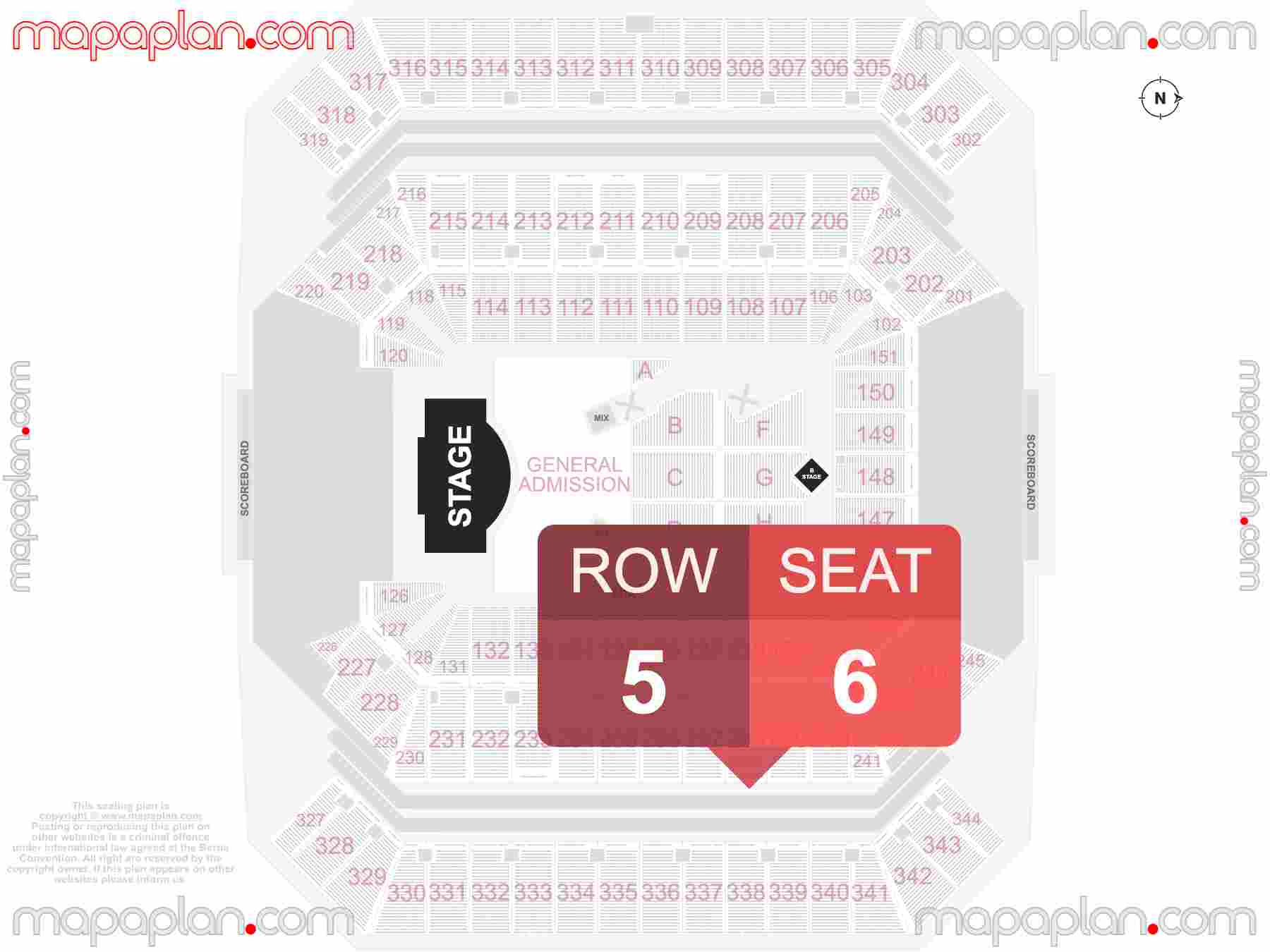Tampa Raymond James Stadium seating chart Concert with floor general admission standing find best seats row numbering system plan showing how many seats per row - Individual 'find my seat' virtual locator