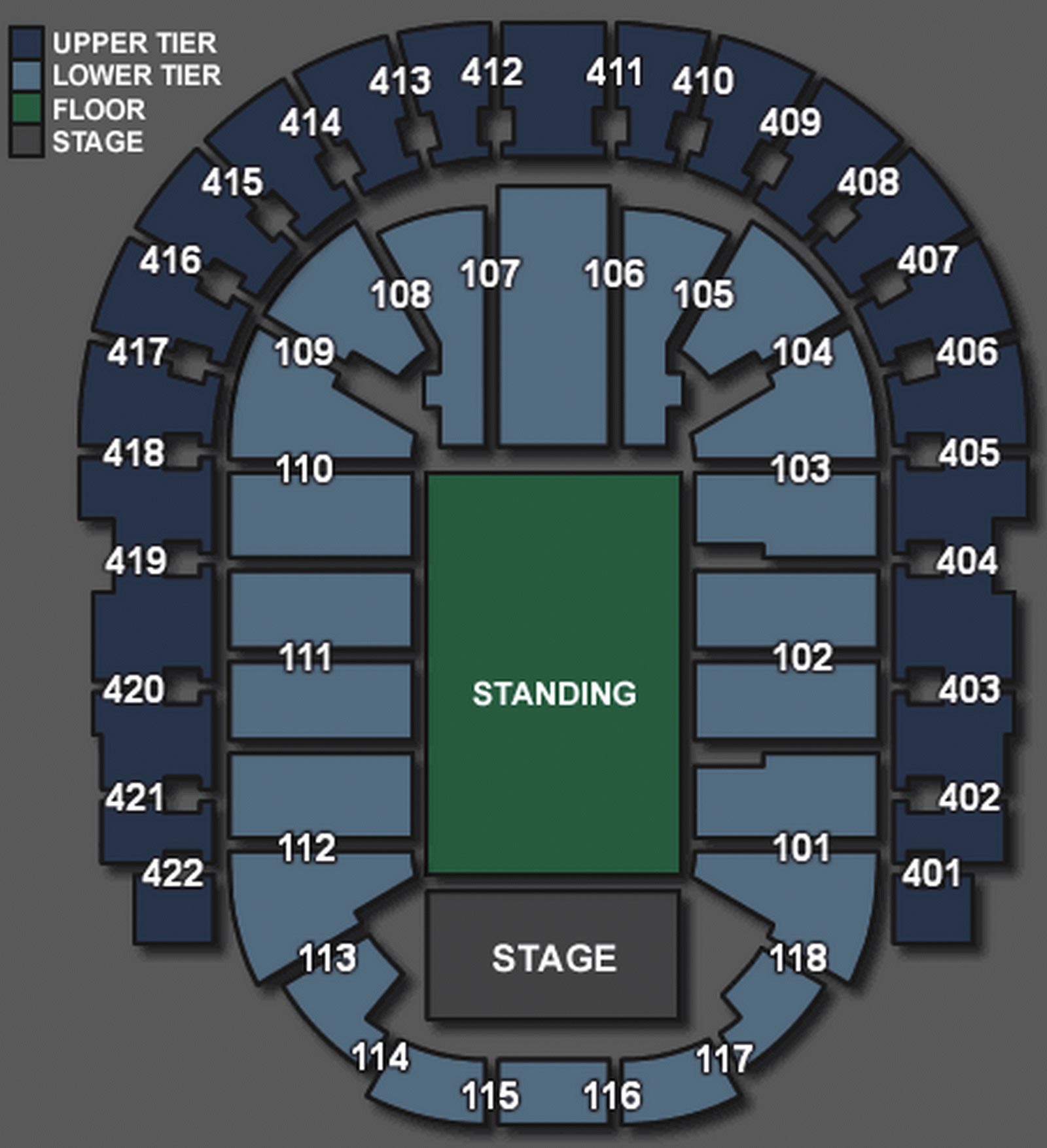 The O2 Arena London seating plan Floor standing