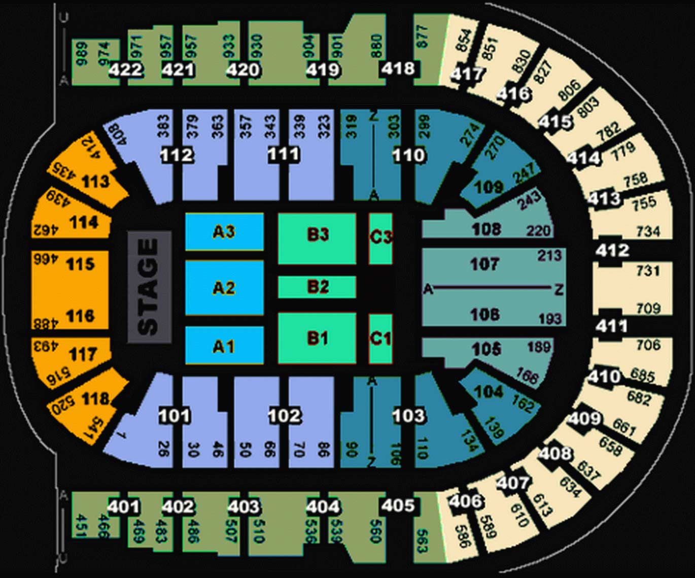 The O2 Arena London seating plan Detailed seat numbers chart