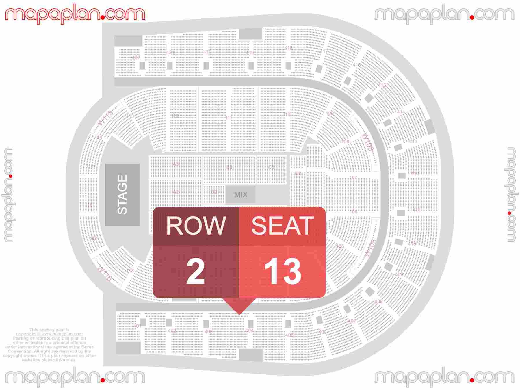 London O2 Arena seating plan Concert detailed seat numbers and row numbering plan with interactive map chart layout