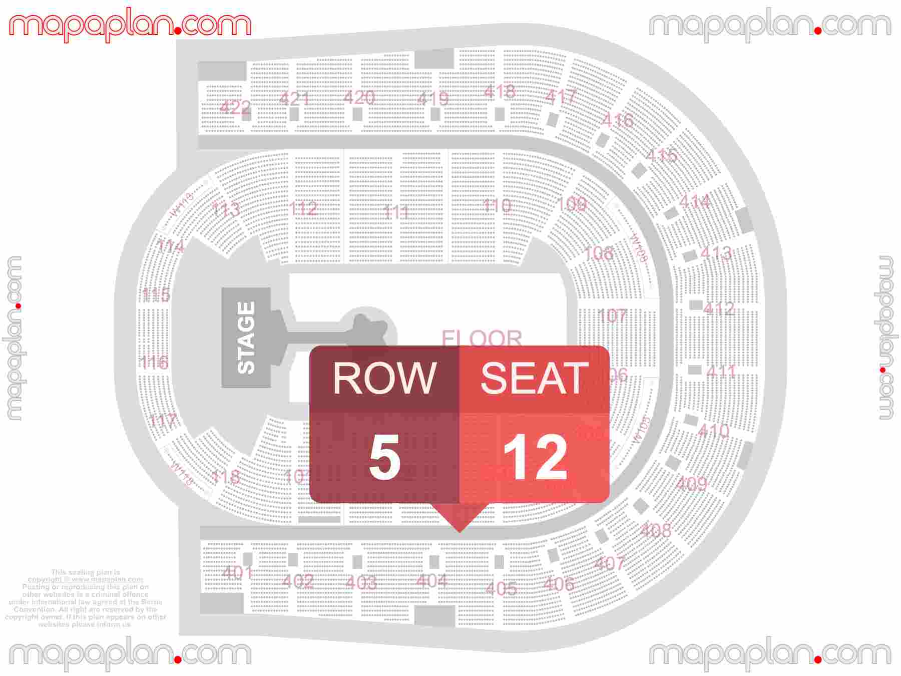 O2 Arena London seating plan - Detailed seat numbers - MapaPlan.com