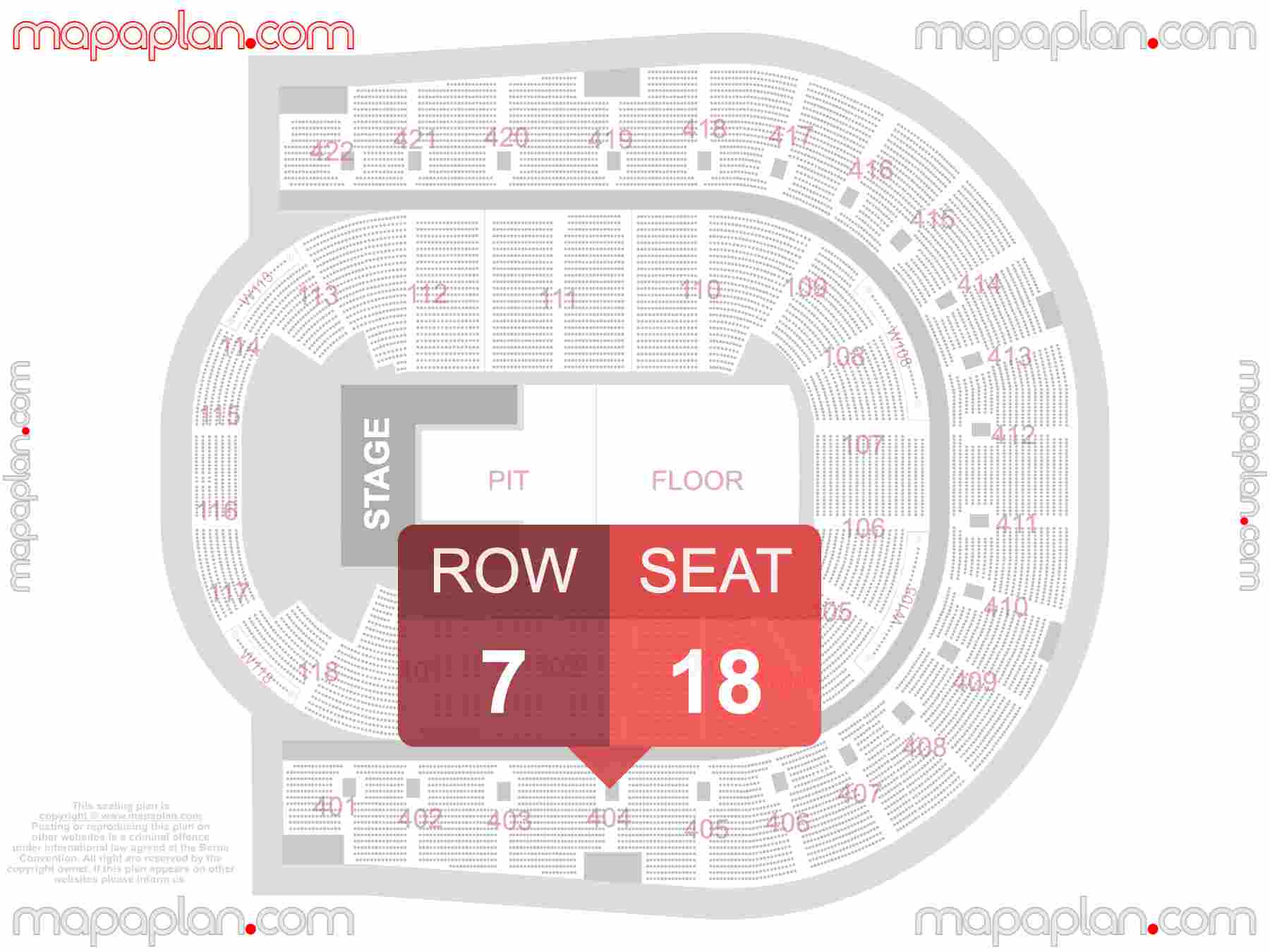 London O2 Arena seating plan Concert with PIT floor standing find best seats row numbering system chart showing how many seats per row - Individual 'find my seat' virtual locator