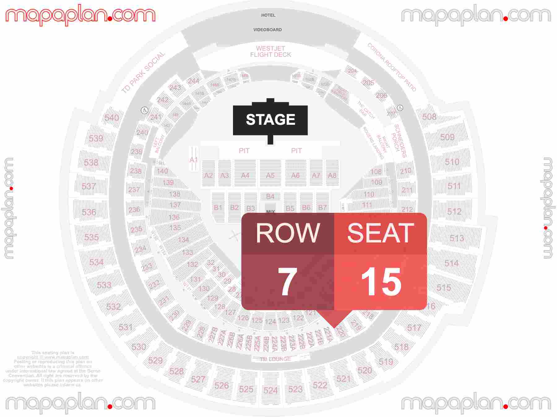 Toronto Rogers Centre seating map Concert detailed seat numbers and row numbering map with interactive map chart layout